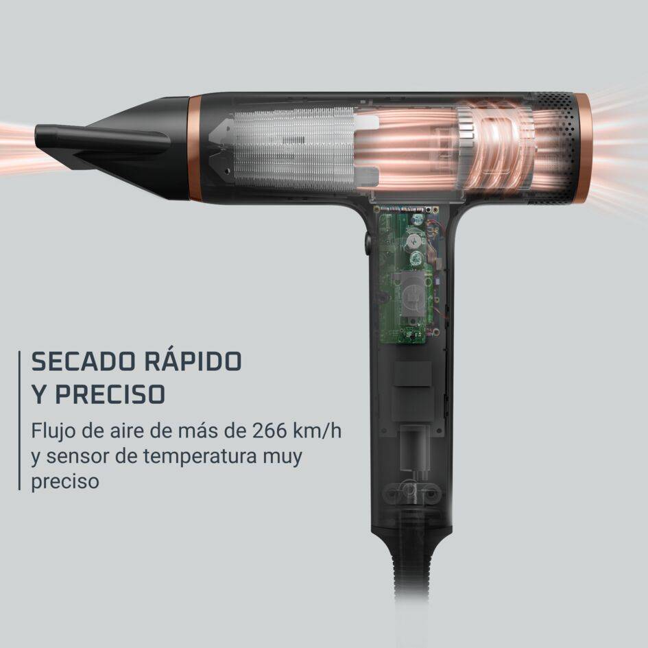 Nano de Rowenta, Secador de Pelo, Tecnología de Motor de Alta Velocidad, Flujo de Aire de más de 266 km/h, Diseño Compacto