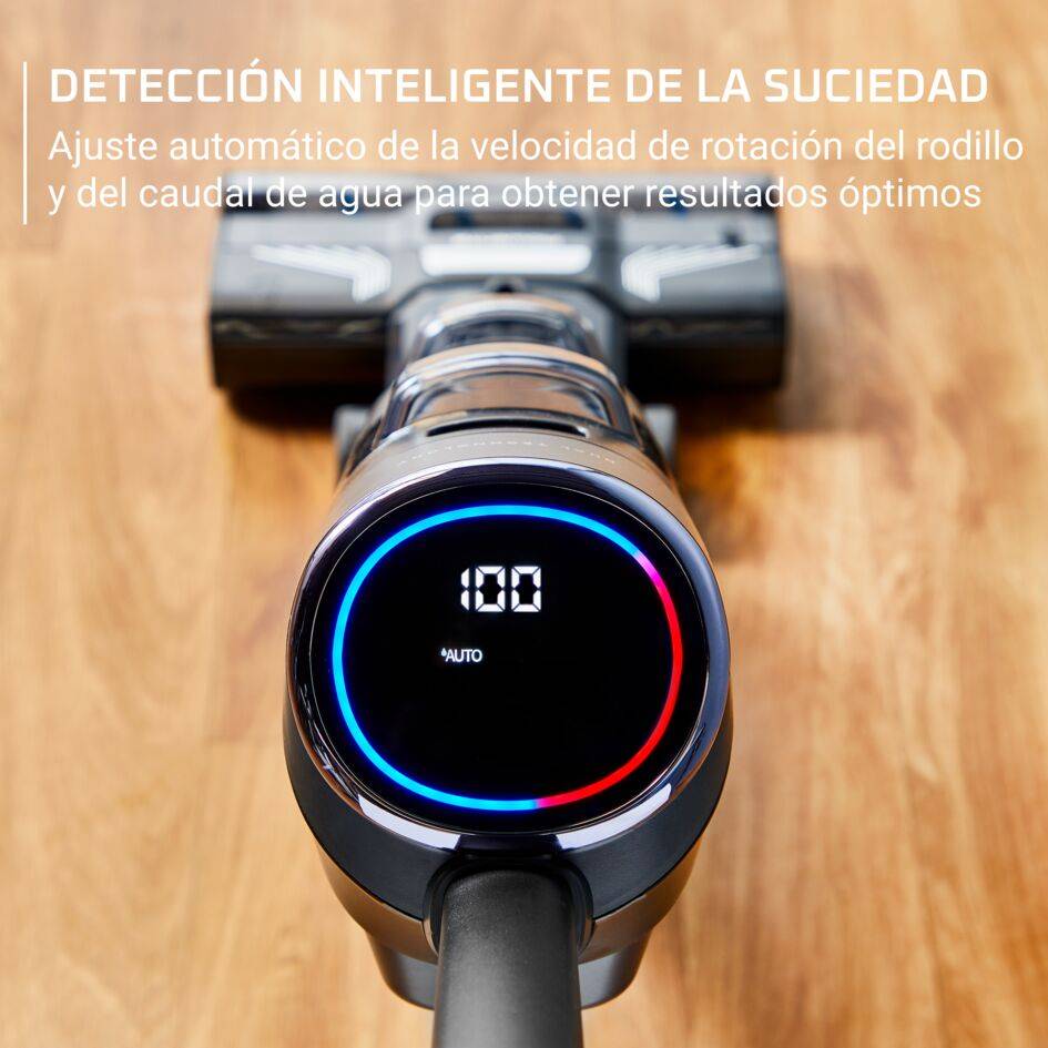 X-Clean 4 de Rowenta, Fregona Eléctrica Sin Cable, 2 en 1 Aspira y Friega a la vez, 200 W, Pantalla De Control Inteligente, 10kPA, Ajuste Automático De Limpieza: Eco, Auto Y Max
