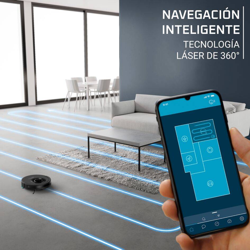 X-Plorer Serie 85+ de Rowenta, Robot aspirador, Sistema Smart Aqua Power, limpieza profunda, vaciado automático de suciedad, 6000 Pa