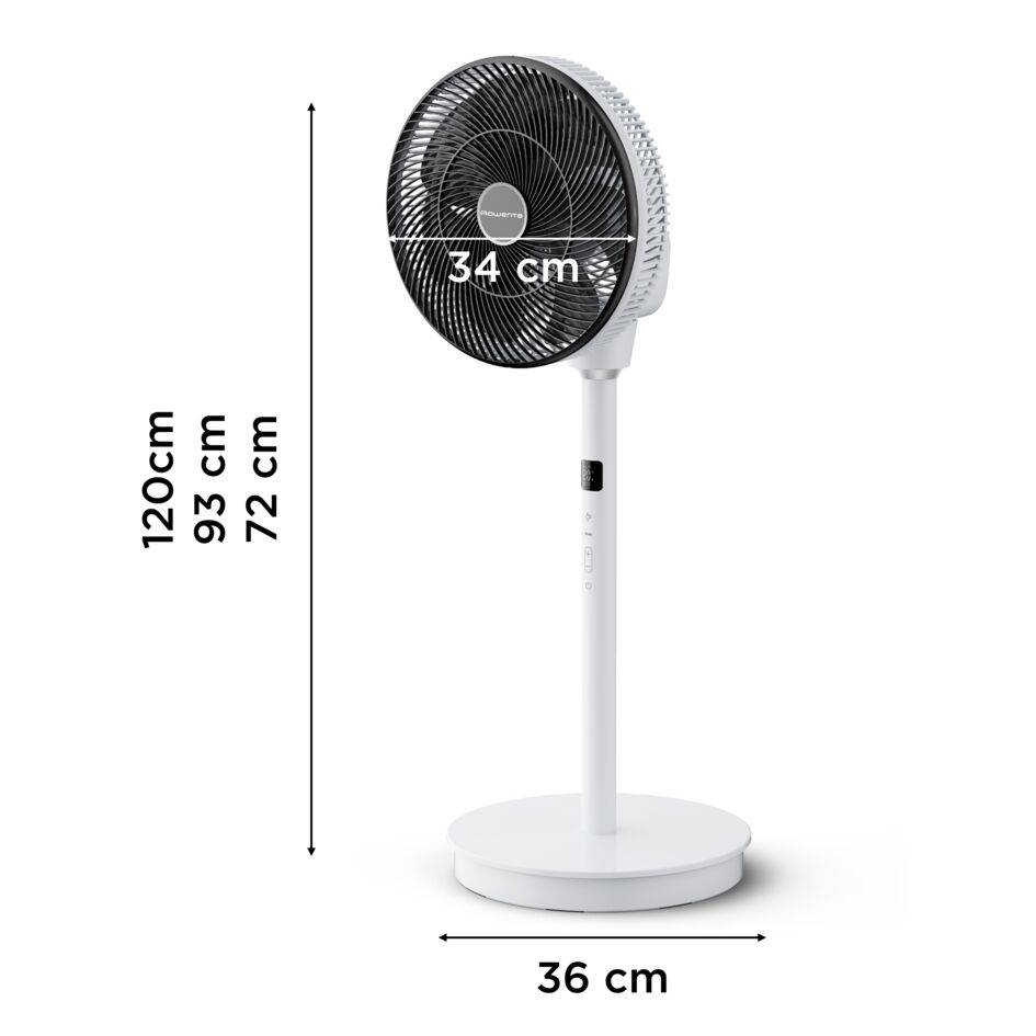 Turbo Swift Silence de Rowenta, Ventilador de pie, Frescor intenso, Oscilación multidireccional, Diseño compacto adaptable