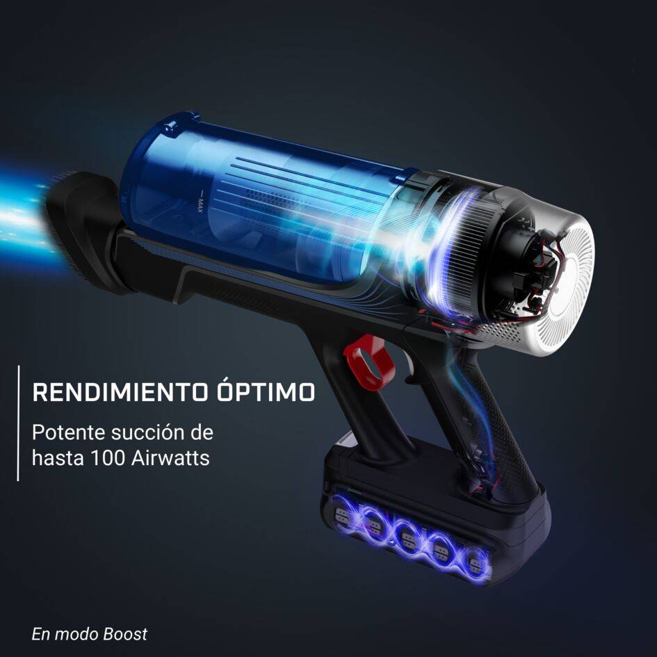 X-Force Flex 9.60, Potencia de 100 Airwatts, gran autonomía de hasta 45 min,1,1 kg en la mano, aspira y friega a la vez, tecnología flex, pantalla Smart Control