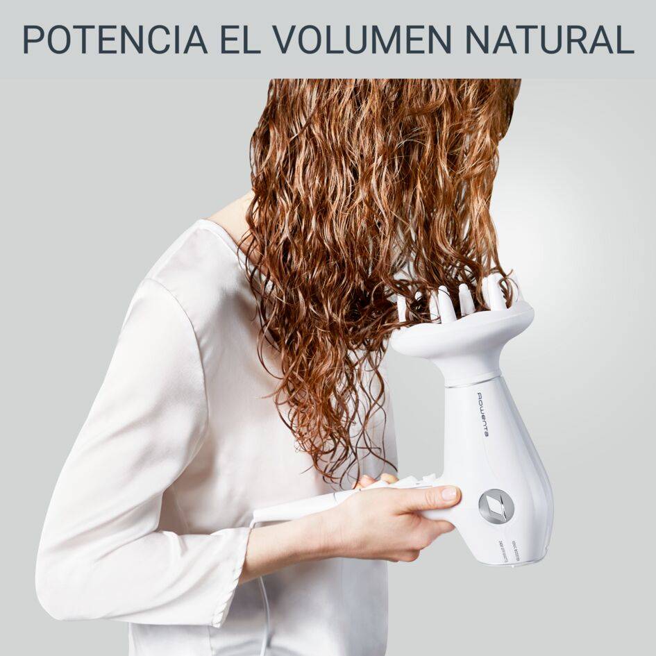 Volumizer, Secador de pelo, Motor híbrido, 2400 Effiwatts, 3D Volume Booster, Blanco