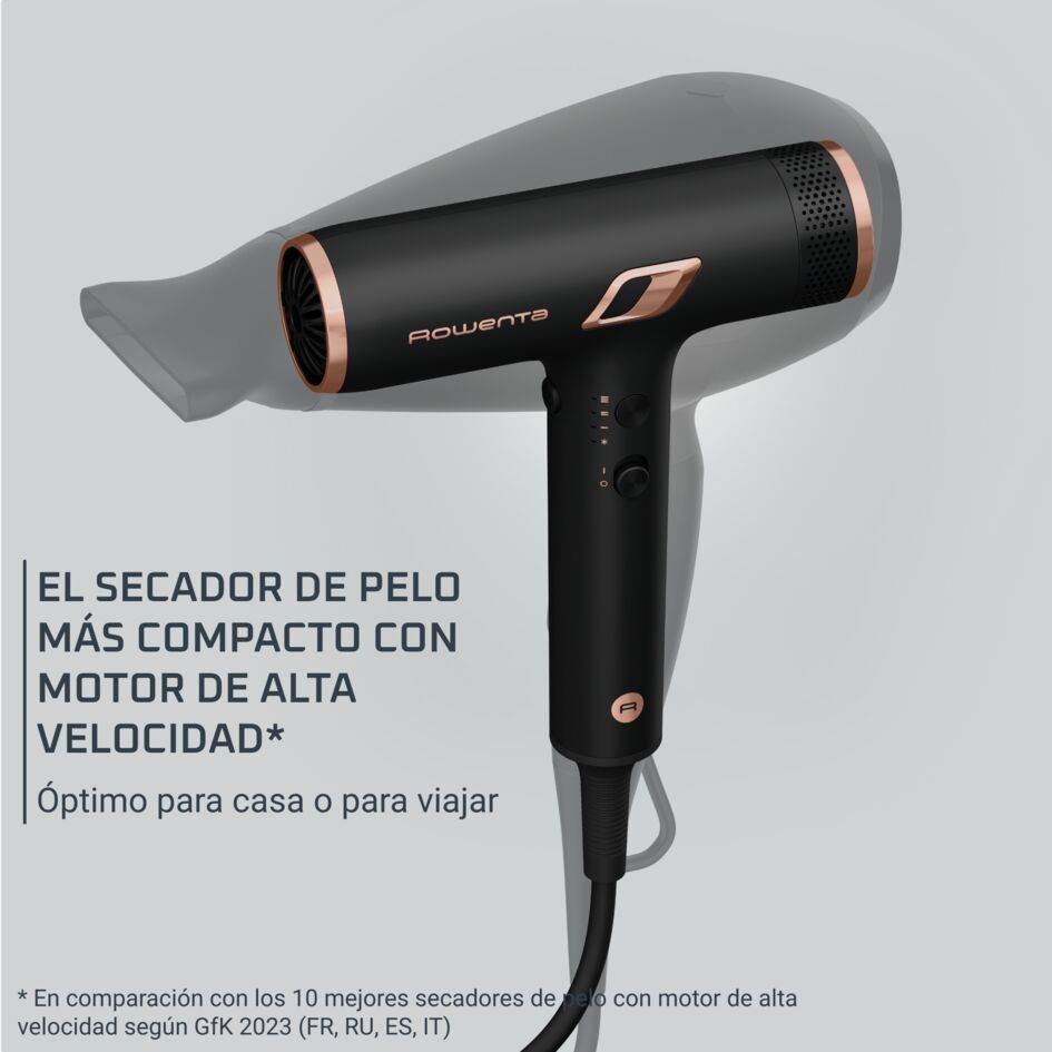 Nano de Rowenta, Secador de Pelo, Tecnología de Motor de Alta Velocidad, Flujo de Aire de más de 266&nbsp;km/h, Diseño Compacto
