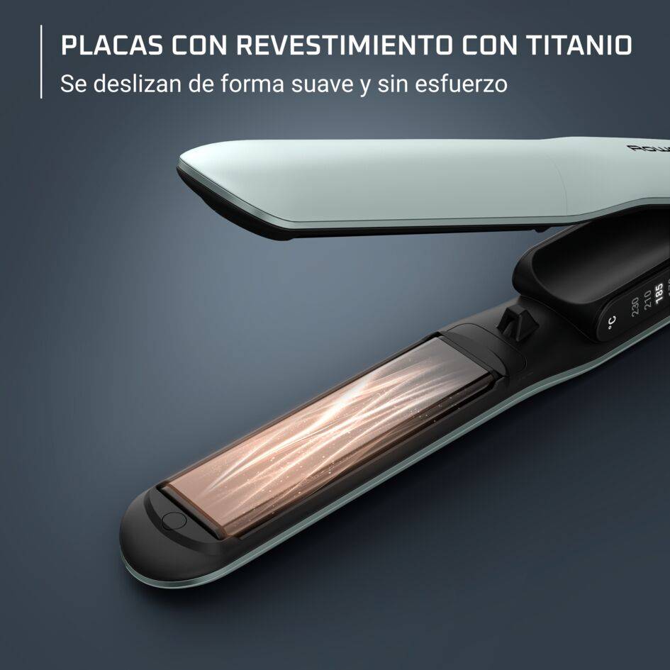 Thermoglide de Rowenta, Plancha de pelo, Tecnología Iónica, Revestimiento de Titanio, 170 a 230°C