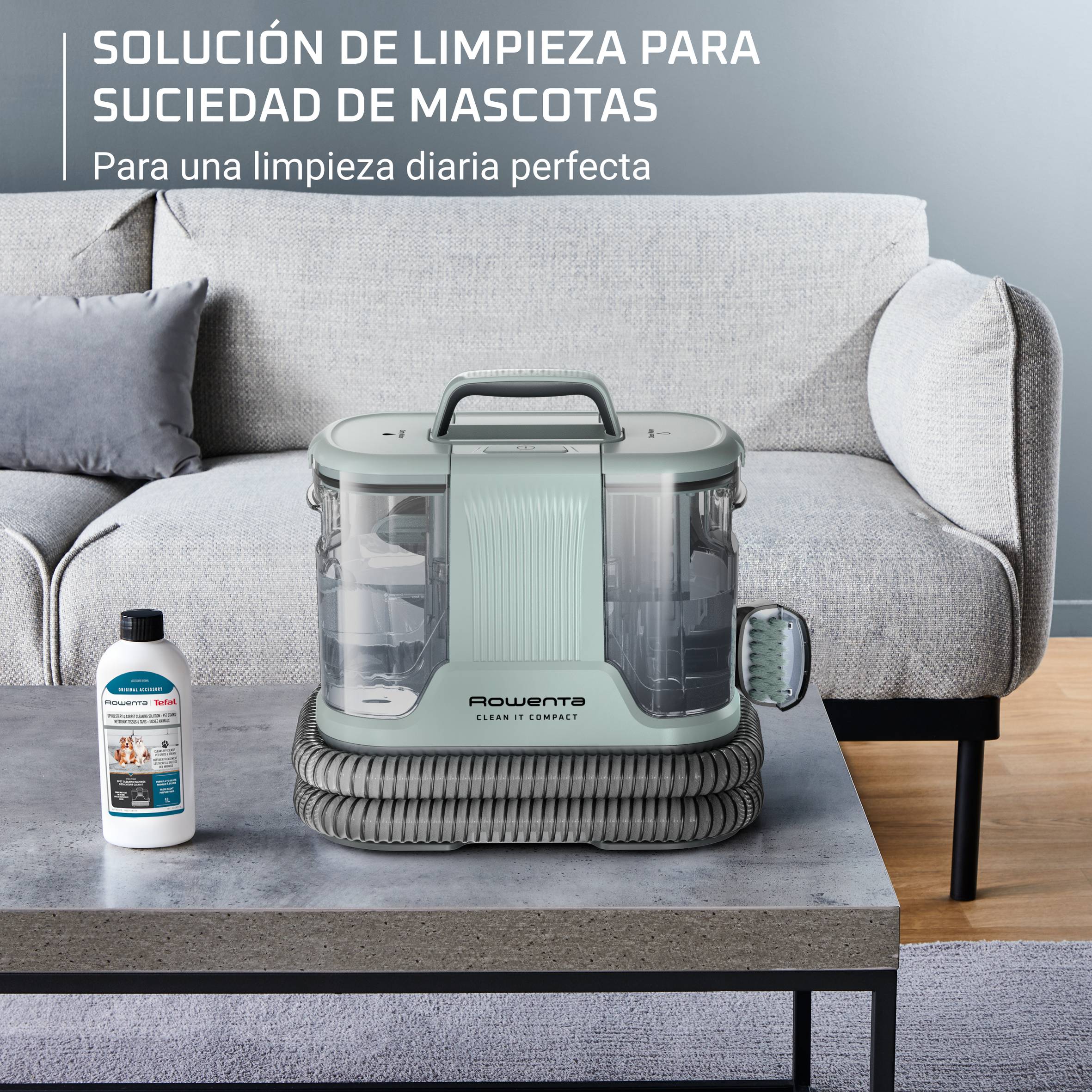 Clean It Compact de Rowenta, Aspirador de tapicerías, Limpieza rápida de derrames y manchas, hasta 11,5 kPa, 400 W, Incluye sistema de autolimpieza