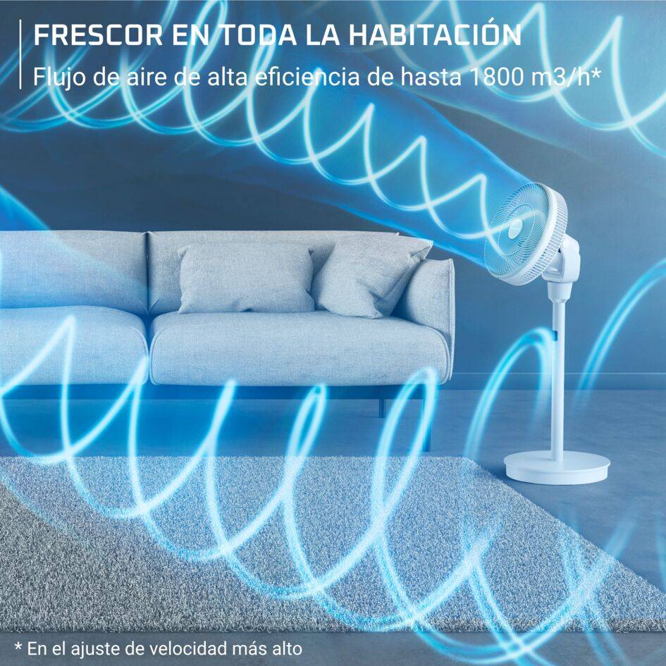 Turbo Silence Compact 3D Nomad, Ventilador de pie, Uso con o sin cable, Adaptabilidad De Batería Externa, Silencioso