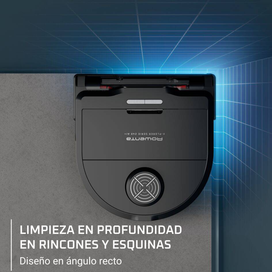 X-Plorer Serie 240+ AI de Rowenta, Robot Aspirador, Modelo Animal & Allergy, Cepillo Eléctrico Animal de Gran Formato, Mopa Vibratoria, Diseño de ángulo recto para acceder a todos las esquinas