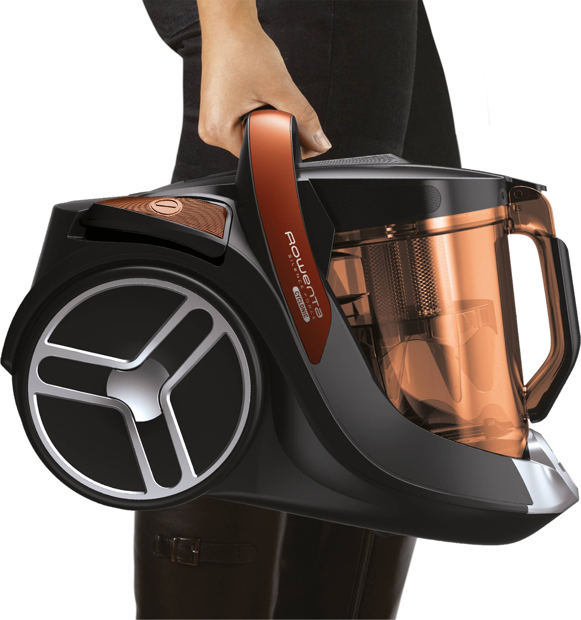 Silence Force Cyclonic, Aspiradora sin bolsa, Home and Car, Negra y naranja