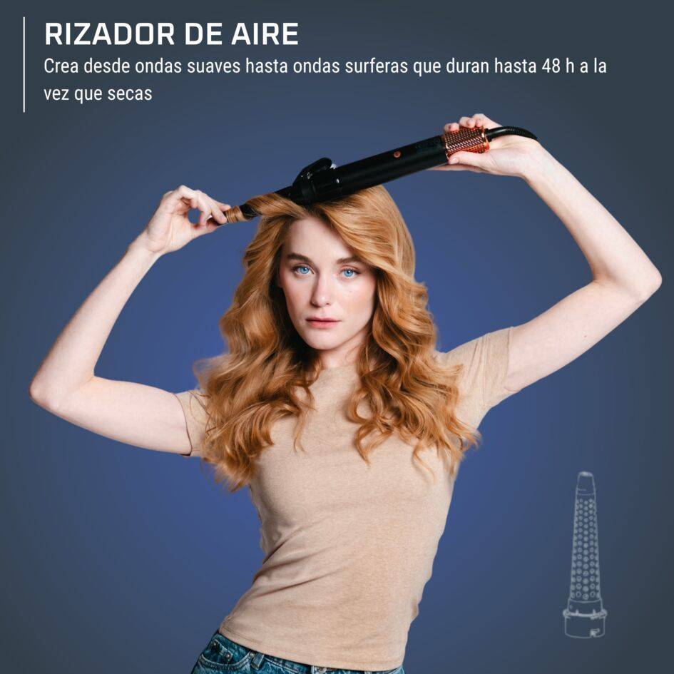 Air Shape de Rowenta, Moldeador de cabello, 4 cabezales distintos, Motor digital de alta velocidad, Hasta 150 km/h, Resultados duraderos