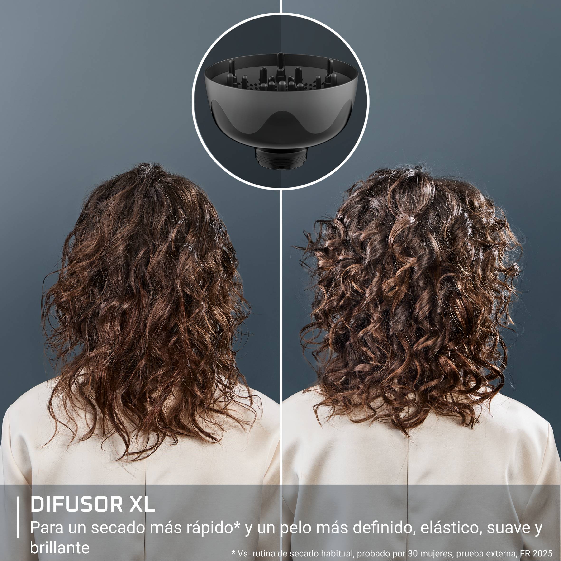 Curl Harmony de Rowenta, Difusor de aire caliente, 3 en 1, Para cabellos rizado, Diseño ergonómico, 3 accesorios y neceser