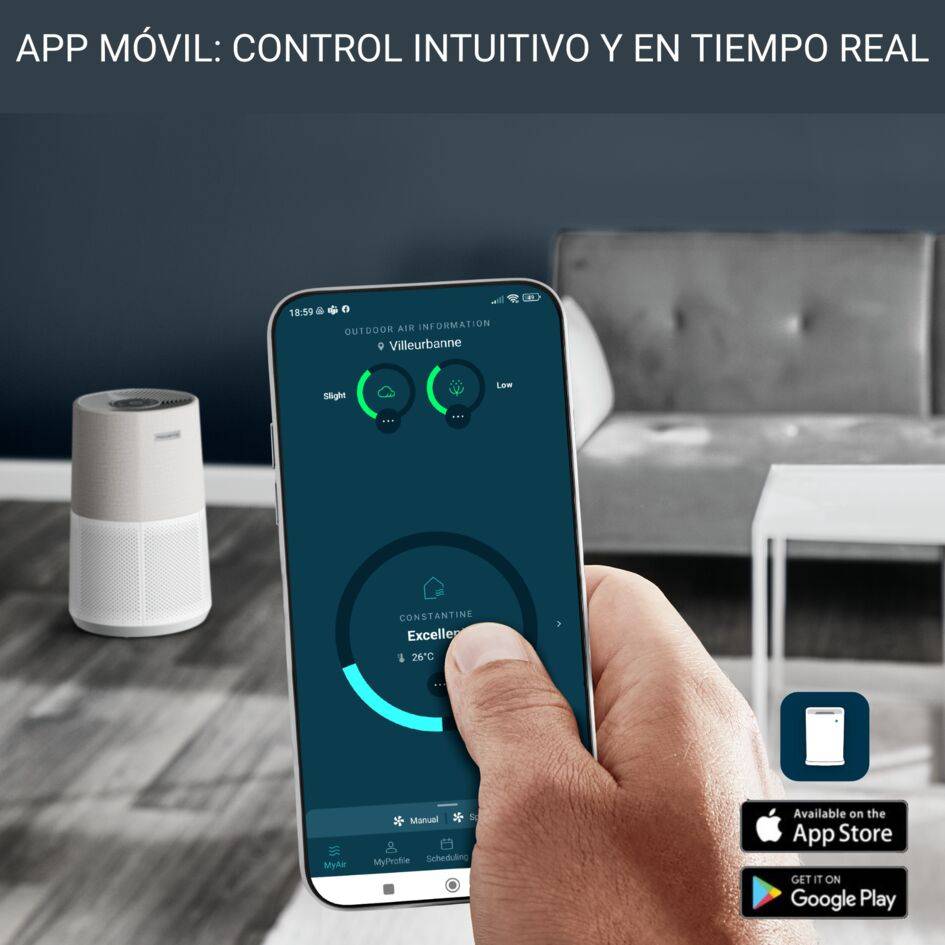 Pure Air City, Purificador, Compacto, Filtro HEPA 360º