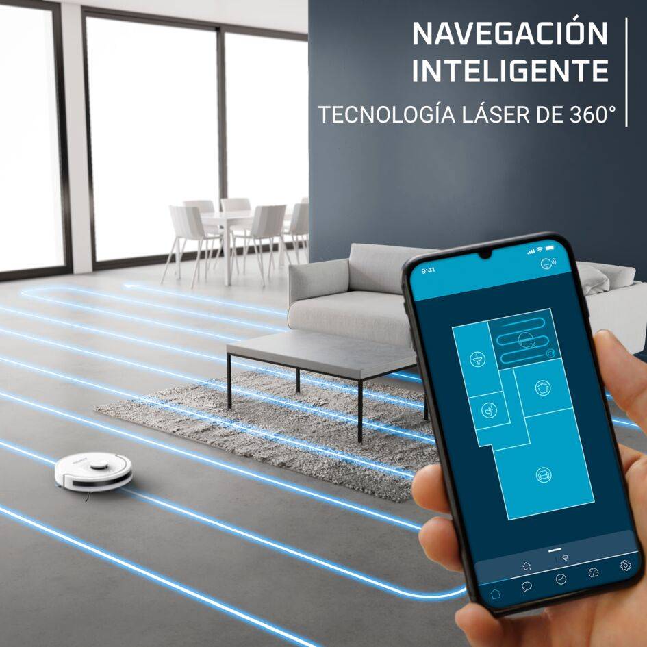 X-Plorer Serie 90 de Rowenta, Aspiradora Robot, Succión Potente, Navegación Inteligente, Modelo para Mascotas y Alergias