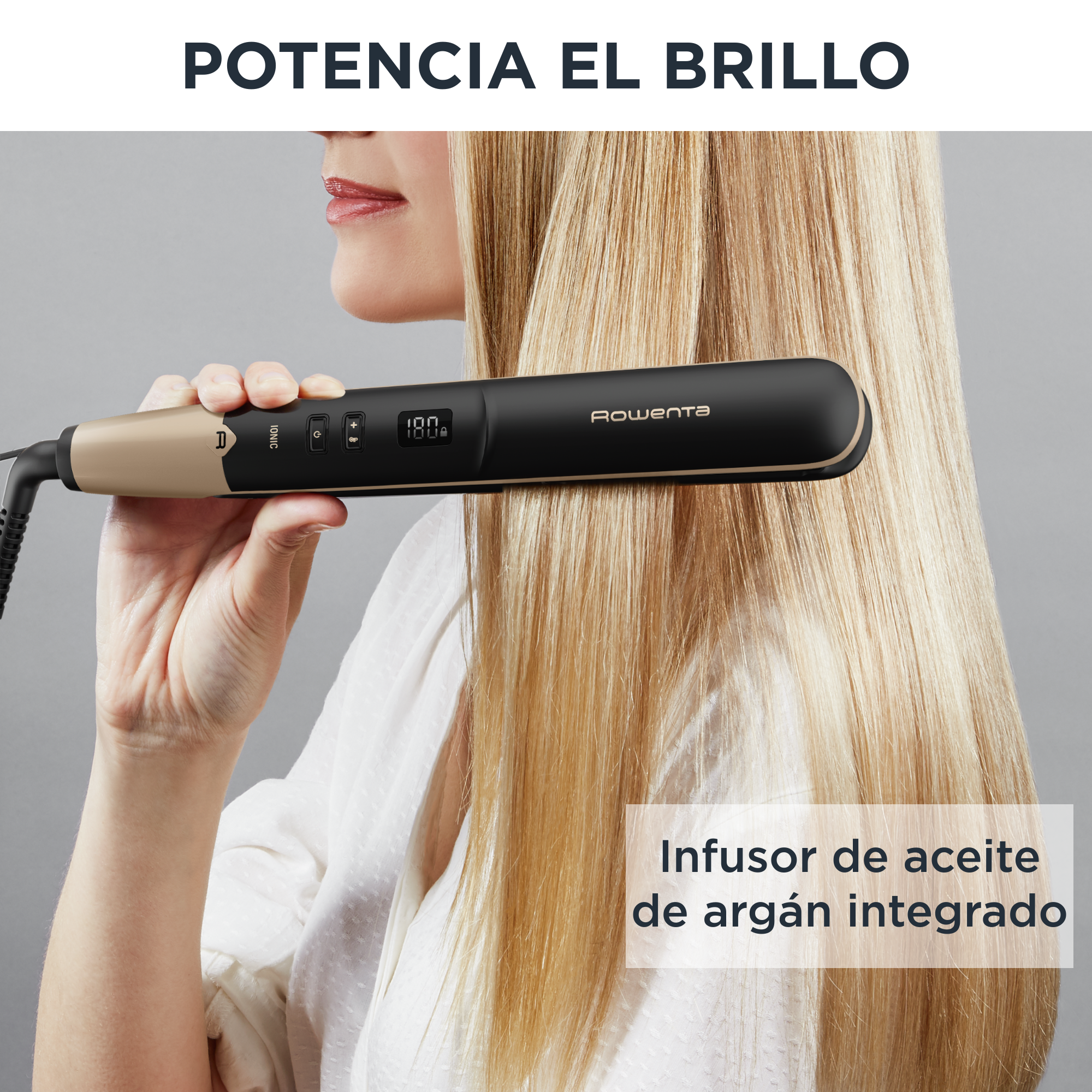 Express Shine Argan Oil, Plancha de pelo, Revestimiento de aceite de argán, Liss & Curl