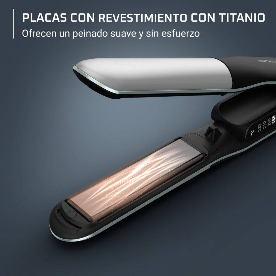 Thermostyle de Rowenta, plancha y rizador de pelo, 2 en 1, Revestimiento de Titanio, 150 a 230 °C