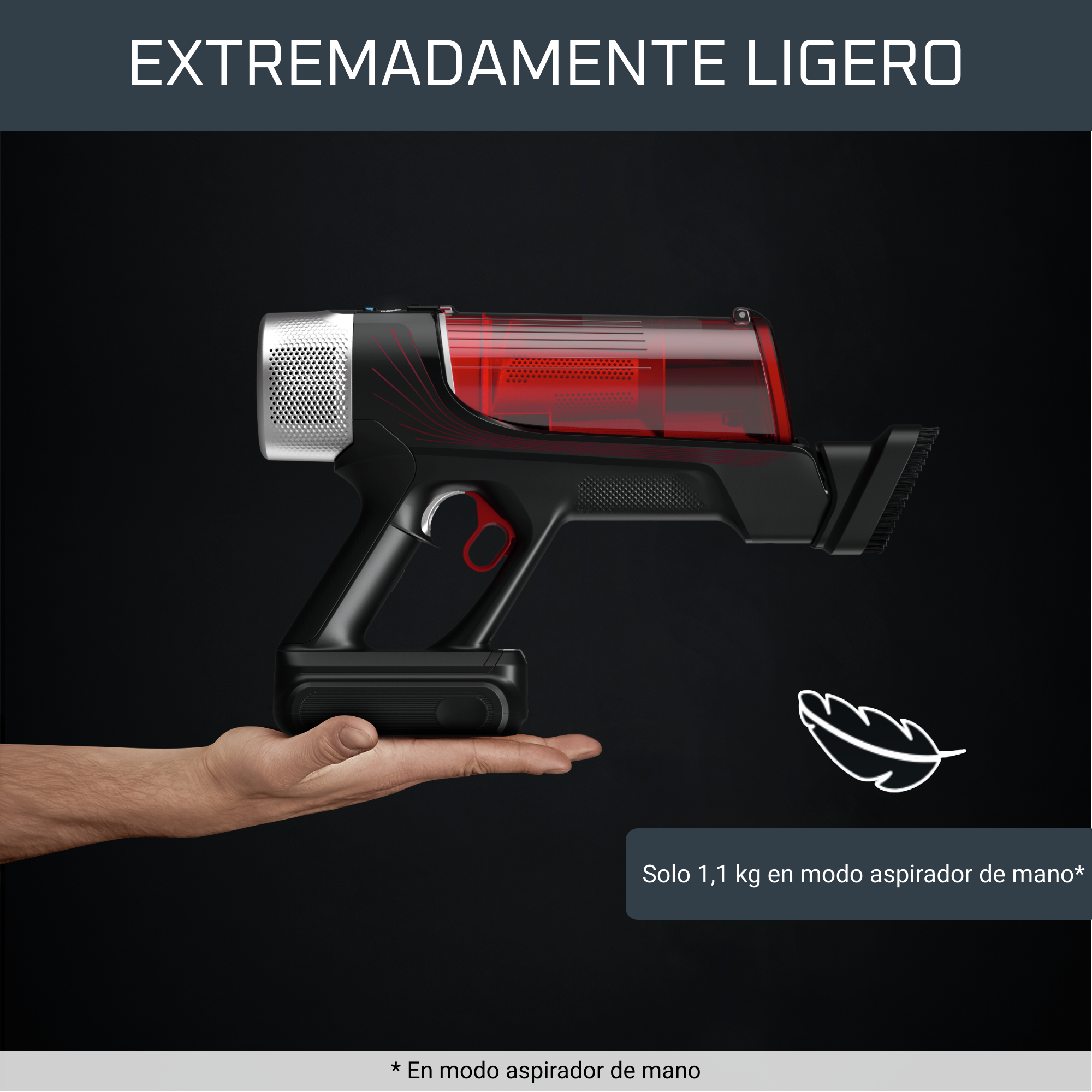 X-Force Flex 9.60 de Rowenta, Aspiradora escoba sin cable, 100 airwatts, 1,1 kg en mano, Autonomía de 45 minutos, Animal Care