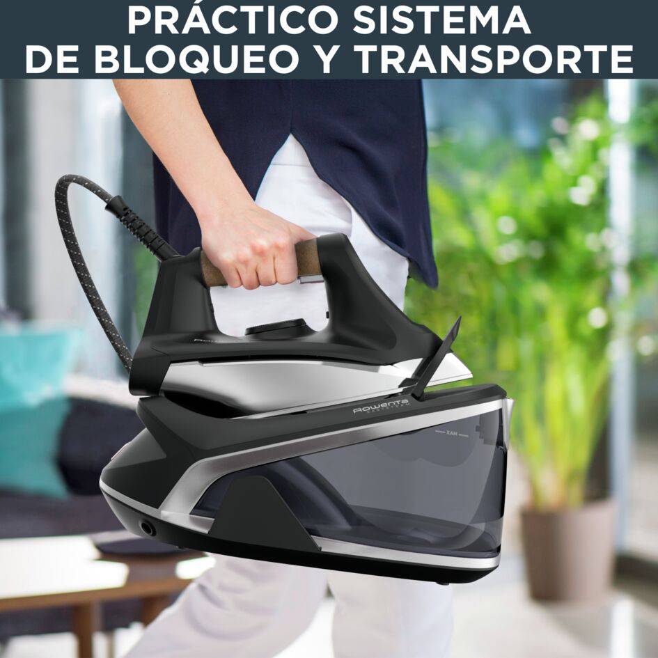 Easy Steam de Rowenta, Centro de planchado de alto rendimiento, 110 g/min de salida de vapor continua, 280 g/min de golpe de vapor, Bomba de 5,9 bares de presión, Depósito de agua de 1,4 L, modo Eco