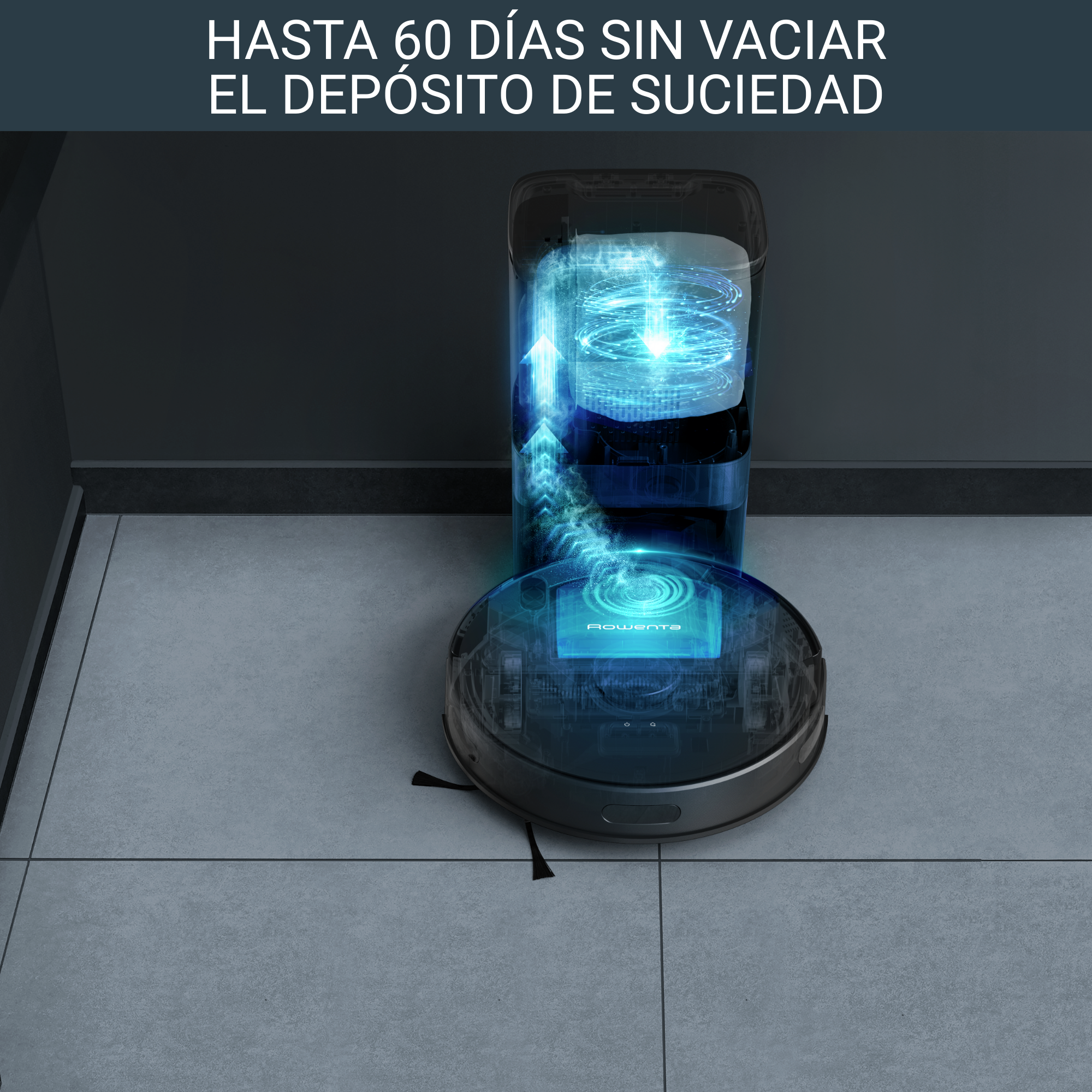 X-Plorer Serie 75 S+, Robot aspirador, Sistema de autovaciado, Limpieza 4 en 1, Navegación láser, Negro