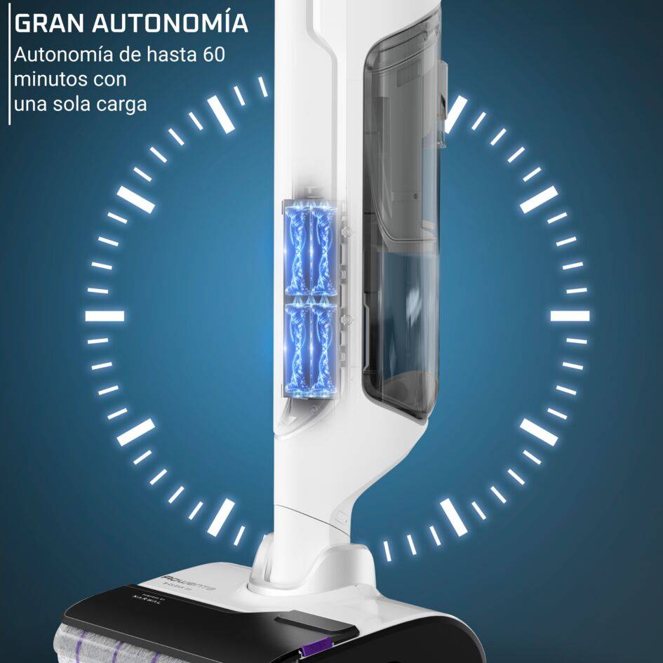 X-Clean 10 de Rowenta, Fregona Eléctrica Sin Cable, Tecnología Wet & Dry, Gran Autonomía, Autolimpieza y Secado Automático,18kPA 