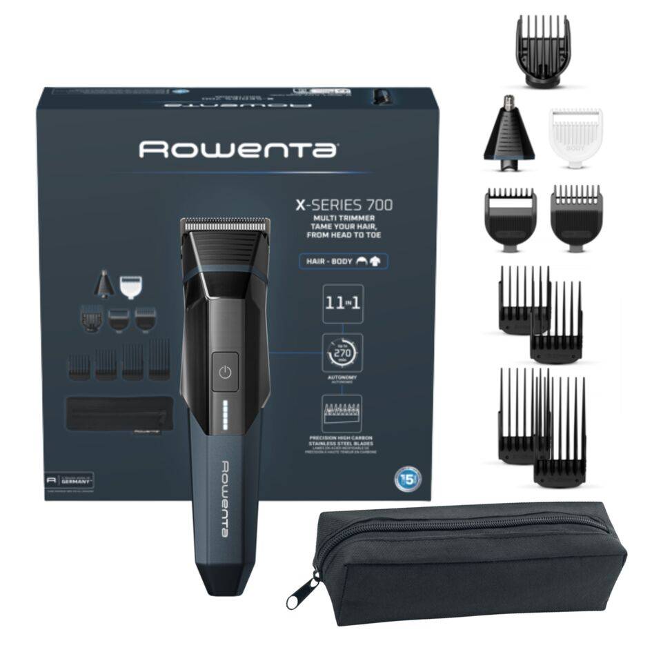 Recortadora 11 en 1, Para Barba, Pelo, Orejas, Nariz y Cuerpo, 270min, Cortapelos Hombre con cuchillas afiladas de acero inoxidable con alto carbono, motor 7500 RPM, gran precisión