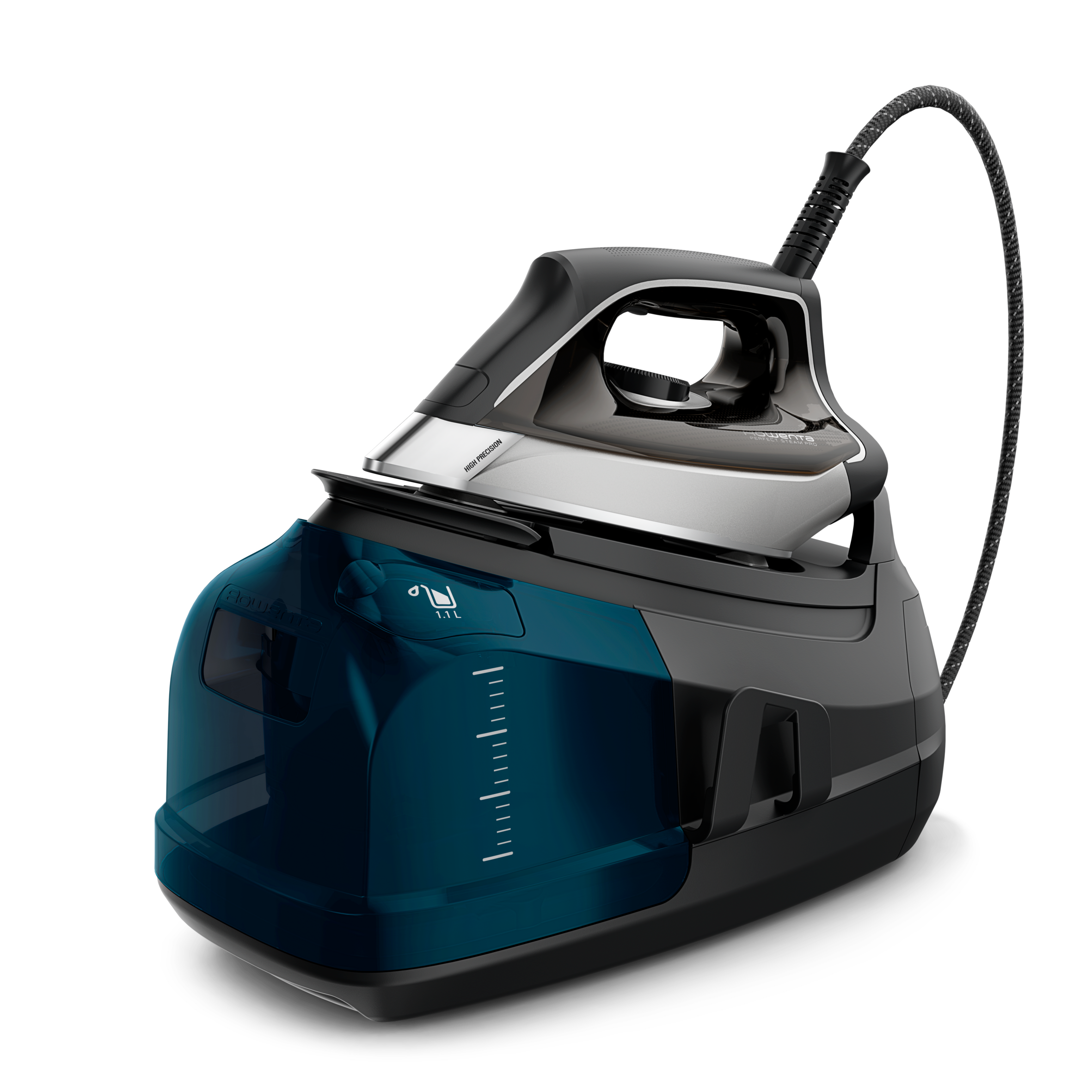 Rowenta Perfect Steam Pro, Centro de Planchado, 7,2 bares, Golpe de Vapor de 460 g/min, Suela Premium, Depósito de Agua Extraíble de 1,1 L, modo ECO