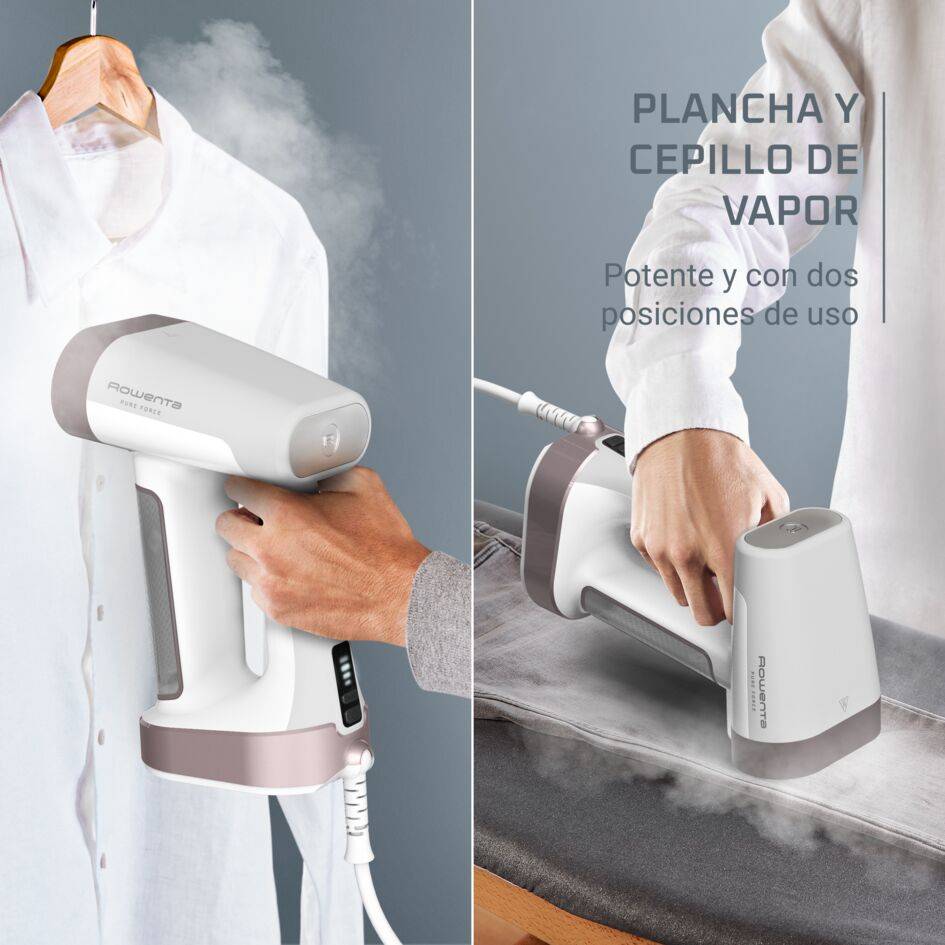 Pure Force de Rowenta, Cepillo de vapor y plancha 2 en 1, uso vertical/horizontal, 4 potencias de vapor y modo Boost, Gran Autonomía