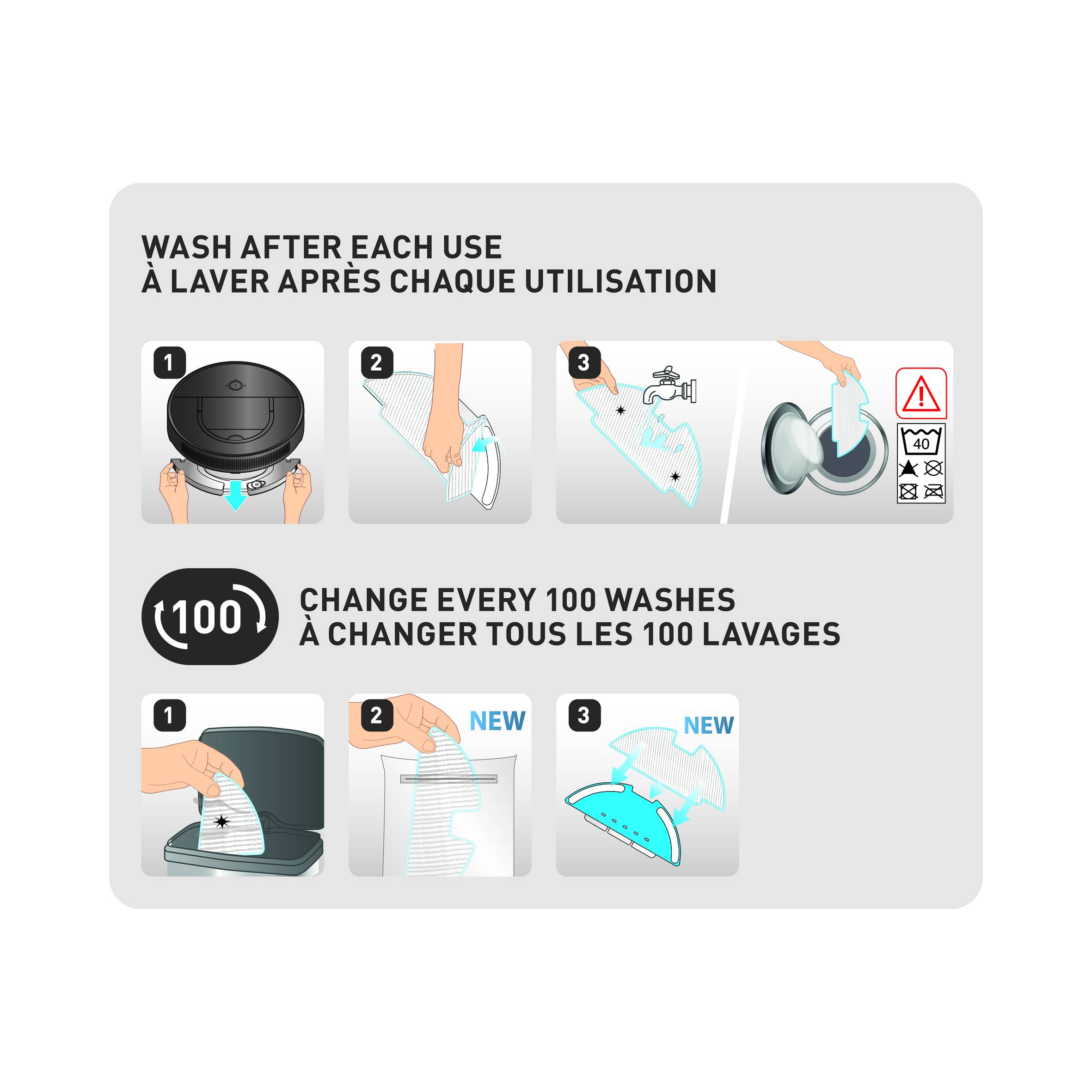 Kit de 3 bayetas para robot aspirador ZR130001