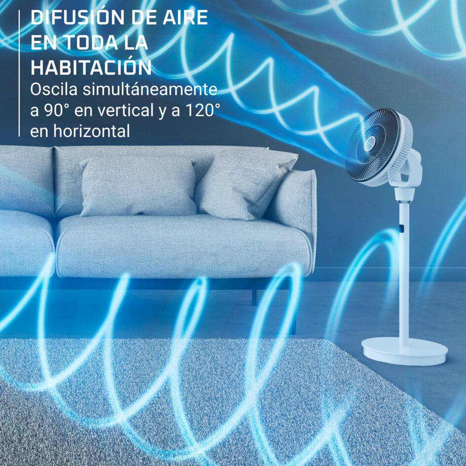 Turbo Swift Silence de Rowenta, Ventilador de pie, Frescor intenso, Oscilación multidireccional, Diseño compacto adaptable