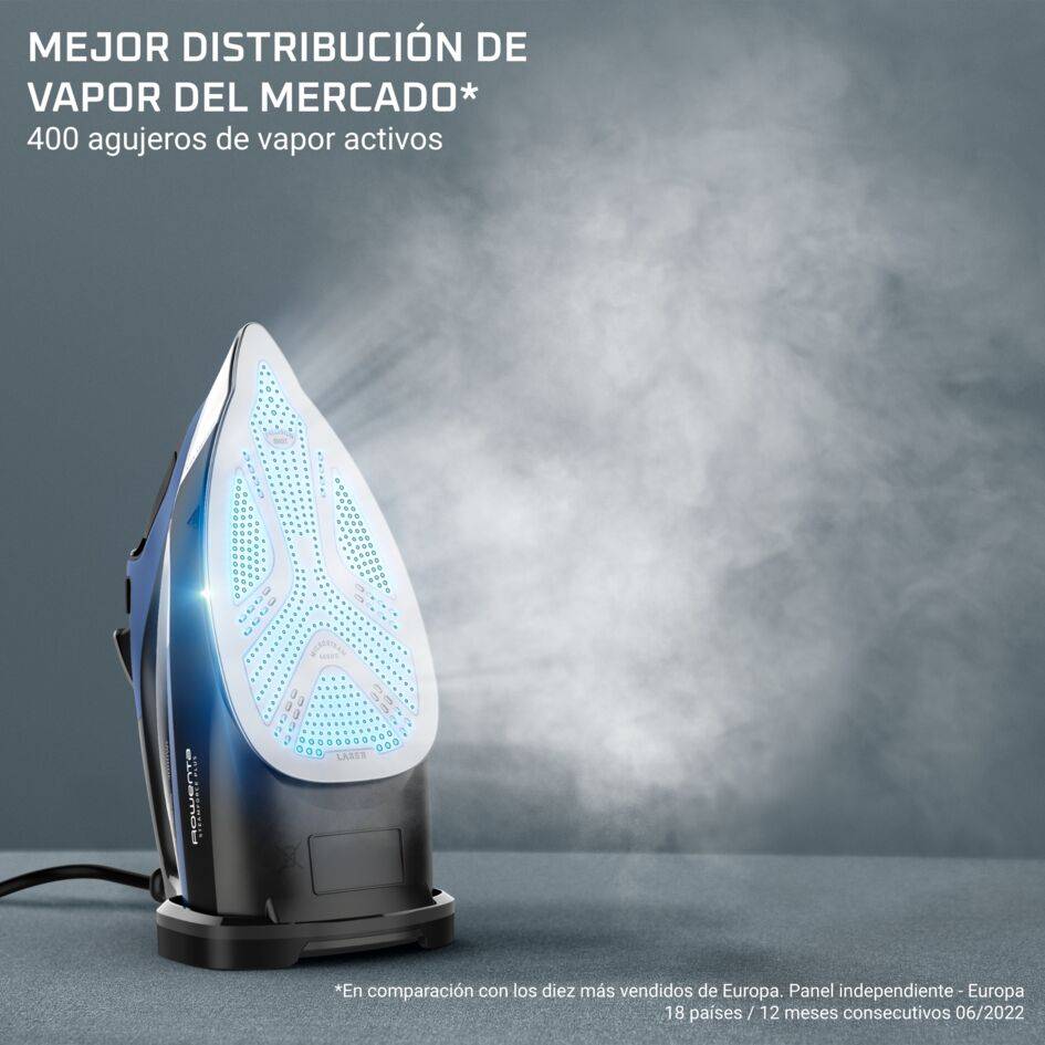 Steamforce de Rowenta, plancha de vapor, 3000 W, vapor continuo de 45 g/min, golpe de vapor de 250 g/min, óptima distribución del vapor, protección antigoteo, apagado automático, depósito de agua de 350 ml