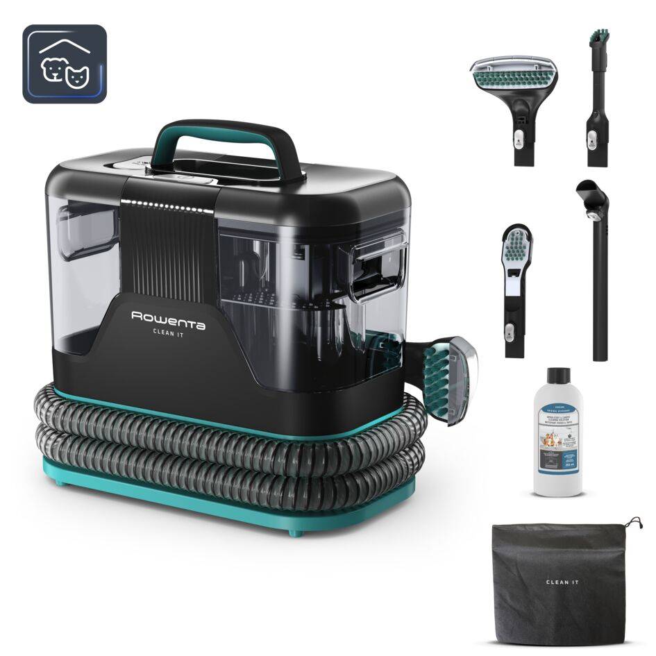 Clean It de Rowenta, Aspirador de tapicerías, Limpieza rápida de derrames y manchas, Hasta 13,5&nbsp;kPa, 750&nbsp;W, Incluye sistema de autolimpieza