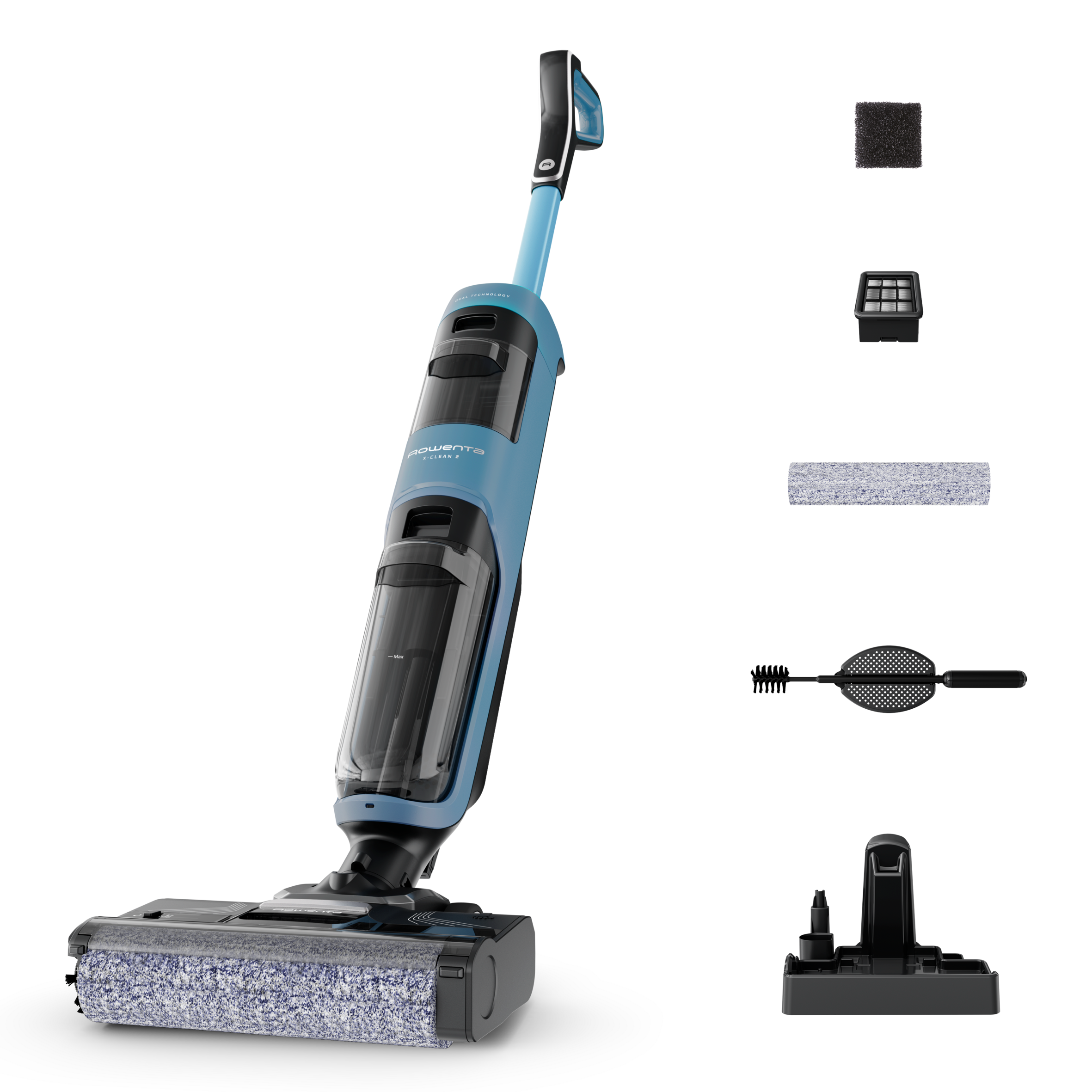 X-Clean 2 de Rowenta, Fregona eléctrica, tecnología wet & dry 2 en 1, modos ECO/MAX, ligera, limpieza de bordes, autolimpieza
