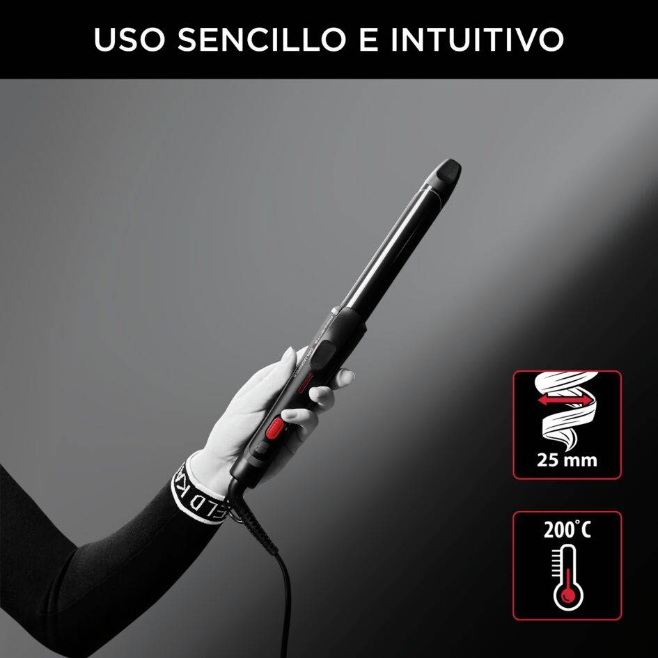 Tenacilla Karl Lagerfeld, Tenacilla de 25 mm, Rizos definidos, Ondas sueltas, Brillo radiante