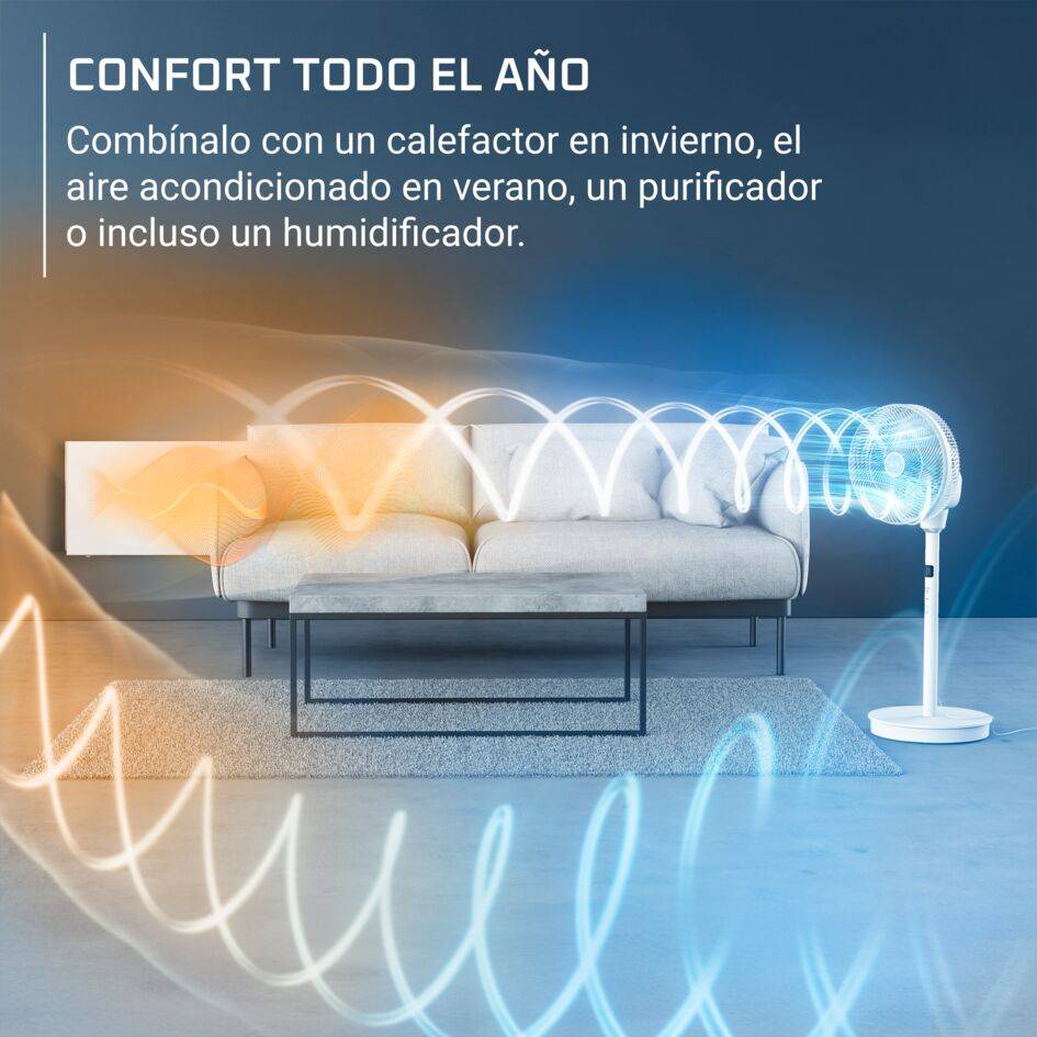 Turbo Silence Compact 3D Nomad, Ventilador de pie, Uso con o sin cable, Adaptabilidad De Batería Externa (no incluida), Silencioso
