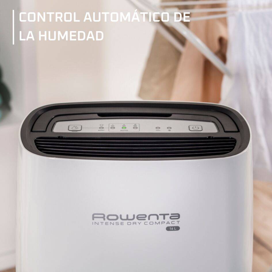 Intense Dry Compact, Deshumidificador, 16 L - 100 m3, Secado de ropa, Filtros