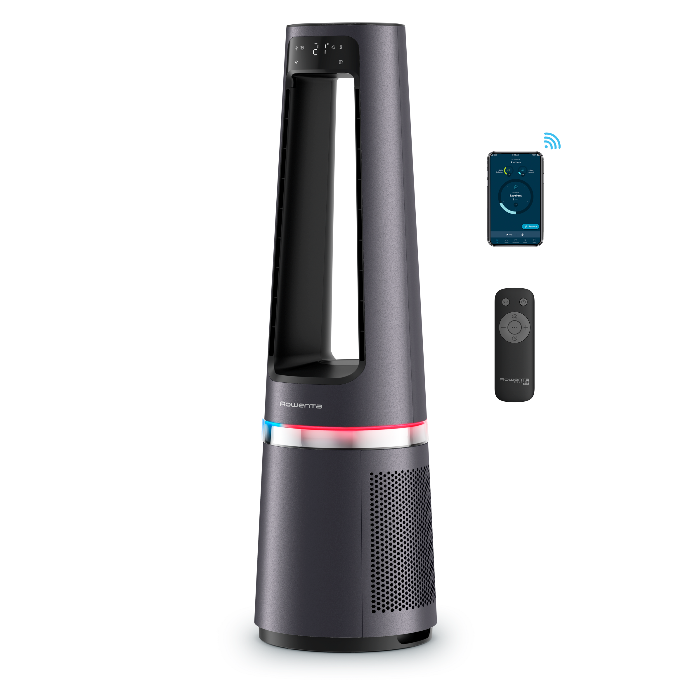 Eclipse Connect 3 en 1, Purificador, ventilador y calefactor, Control desde la app, Negro