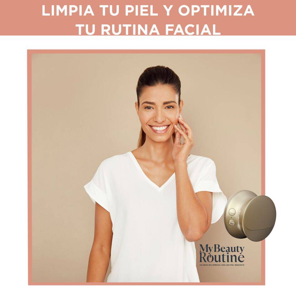 Reset & Boost Skin Duo, Limpiador y masajeador facial, 2 en 1, Dorado