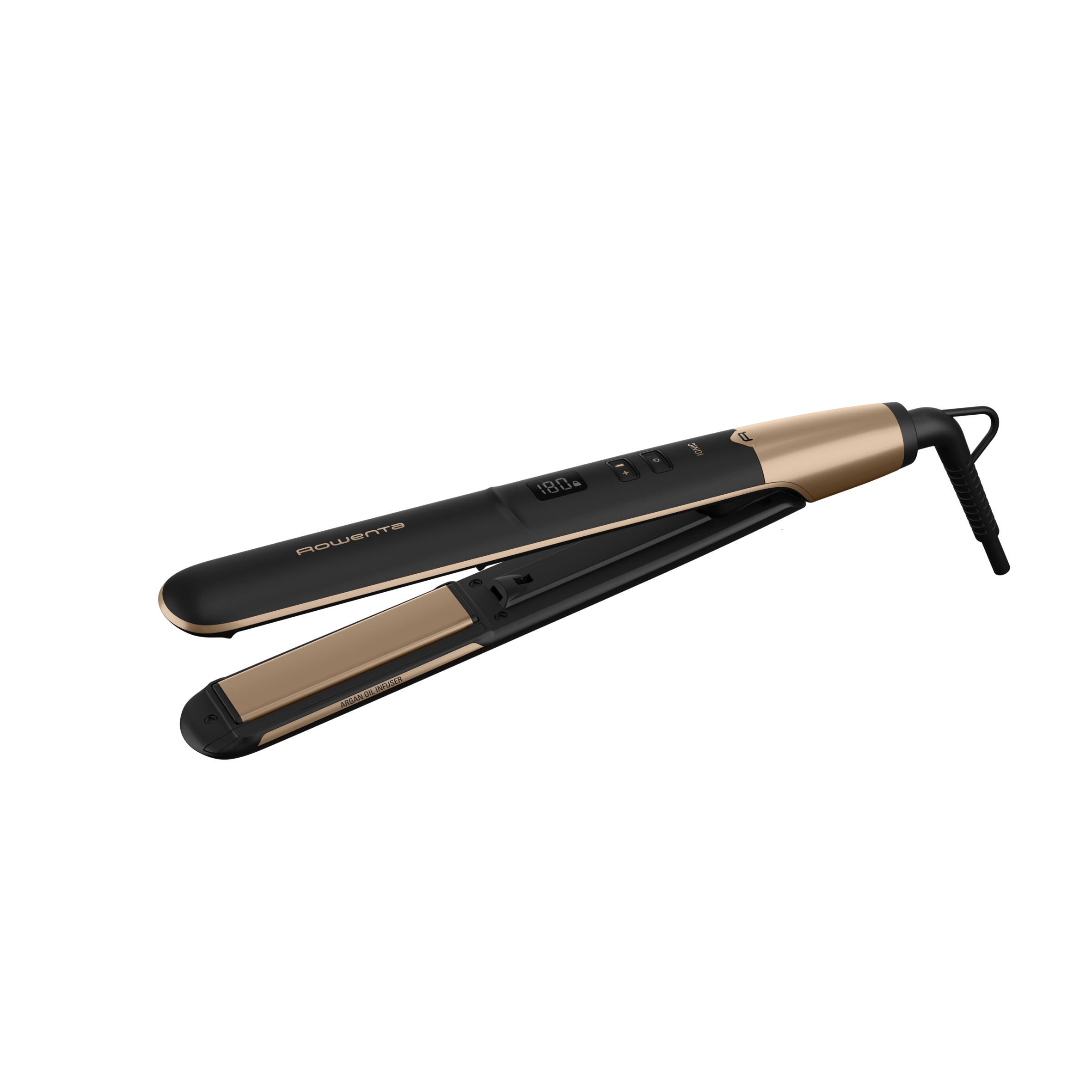 Express Shine Argan Oil, Plancha de pelo, Revestimiento de aceite de argán, Liss & Curl