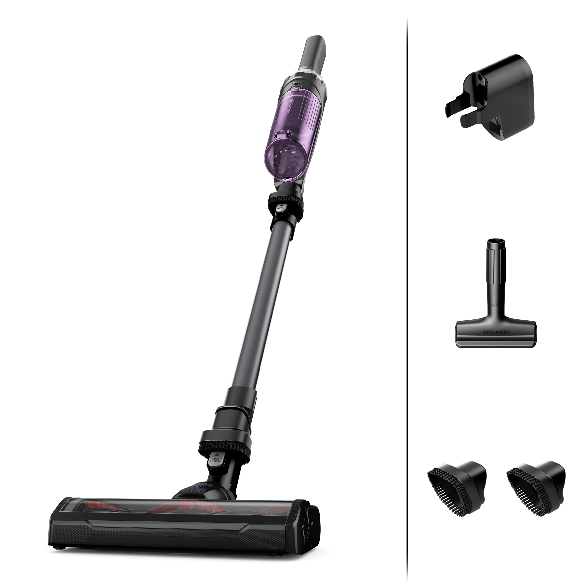 X-Nano, Aspiradora sin cable, Diseño muy ligero y compacto, 1kg en mano, Autonomía de 40 minutos, Base de carga, Lila y gris