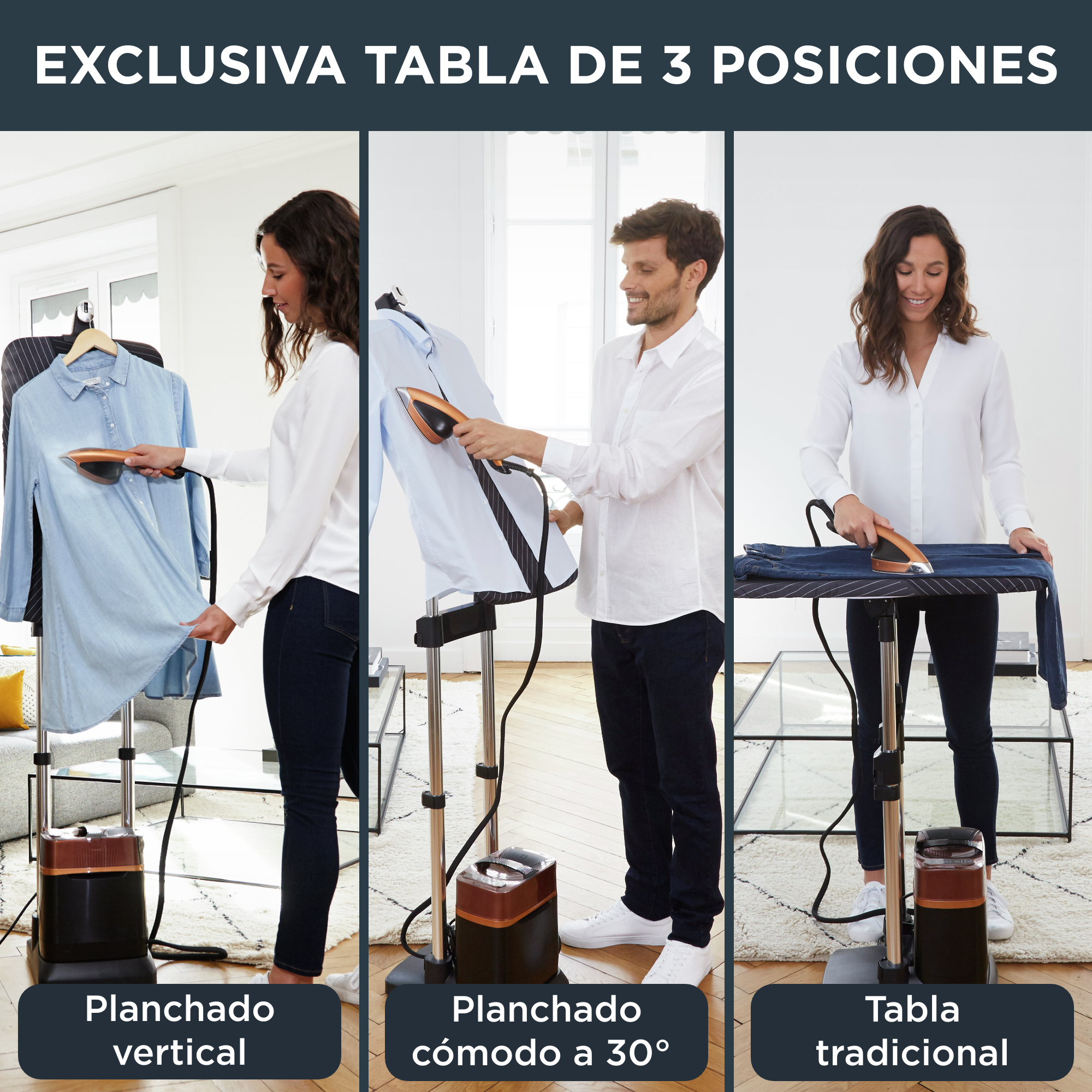 Ixeo Power, Solución de planchado, Smart Board de 3 posiciones, Golpe de 200 g/min, Cobre