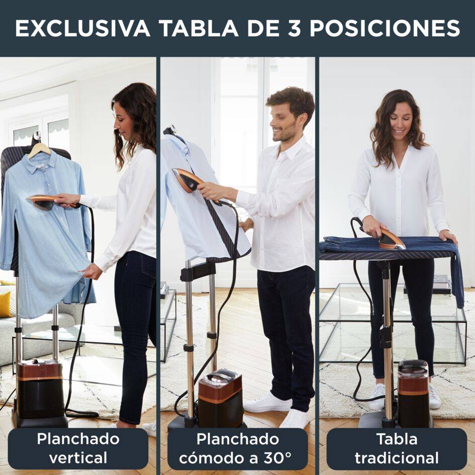 Ixeo Power de Rowenta, Solución De Planchado, Smart Board 3 Posiciones, 200 g/min Golpe, Cobre