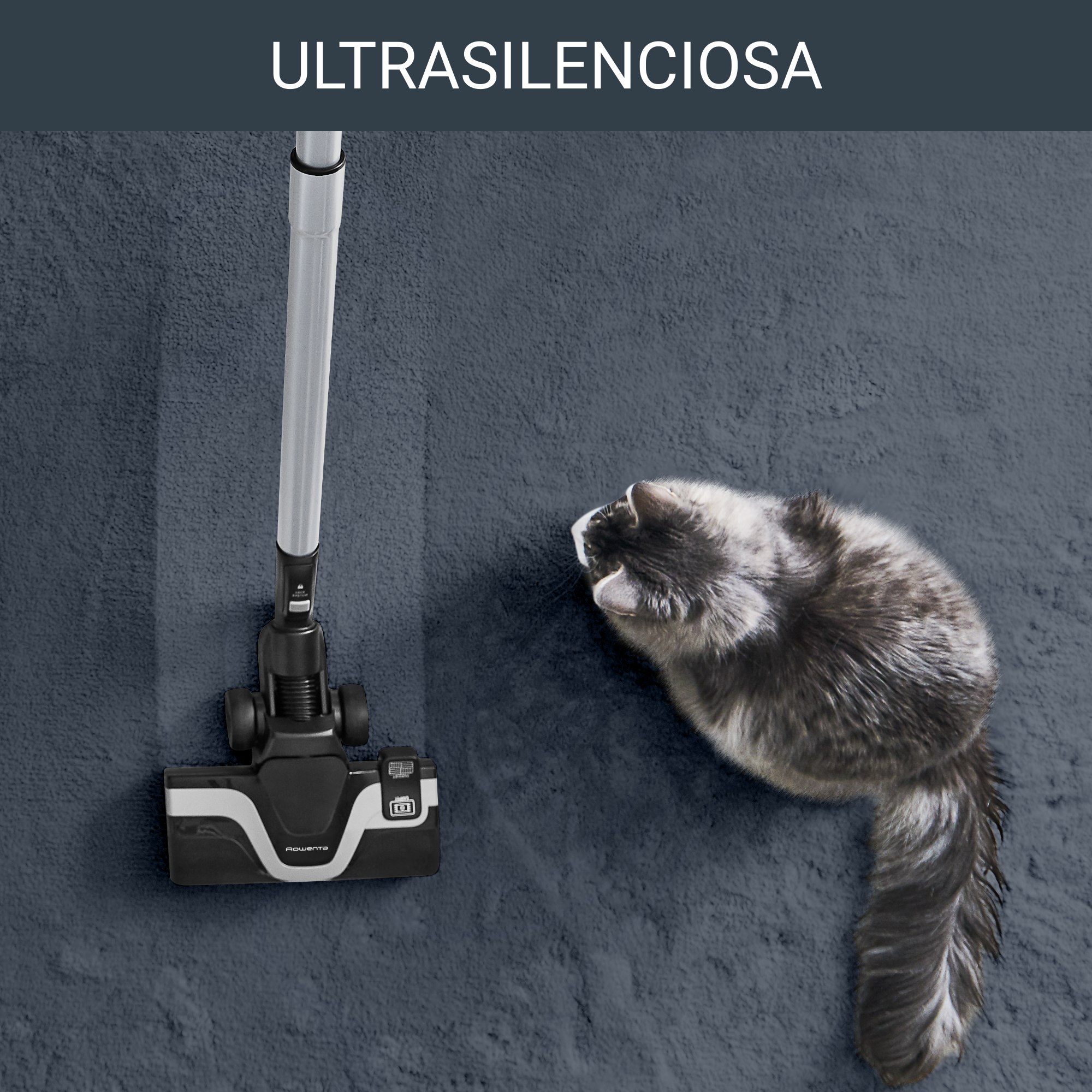 Silence Force Effitech de Rowenta, la aspiradora más silenciosa de Rowenta con solo 57 dB(A), consumo superreducido, filtración de categoría HEPA, radio de acción de 12 m, cambio de bolsa higiénico, RO7473EA