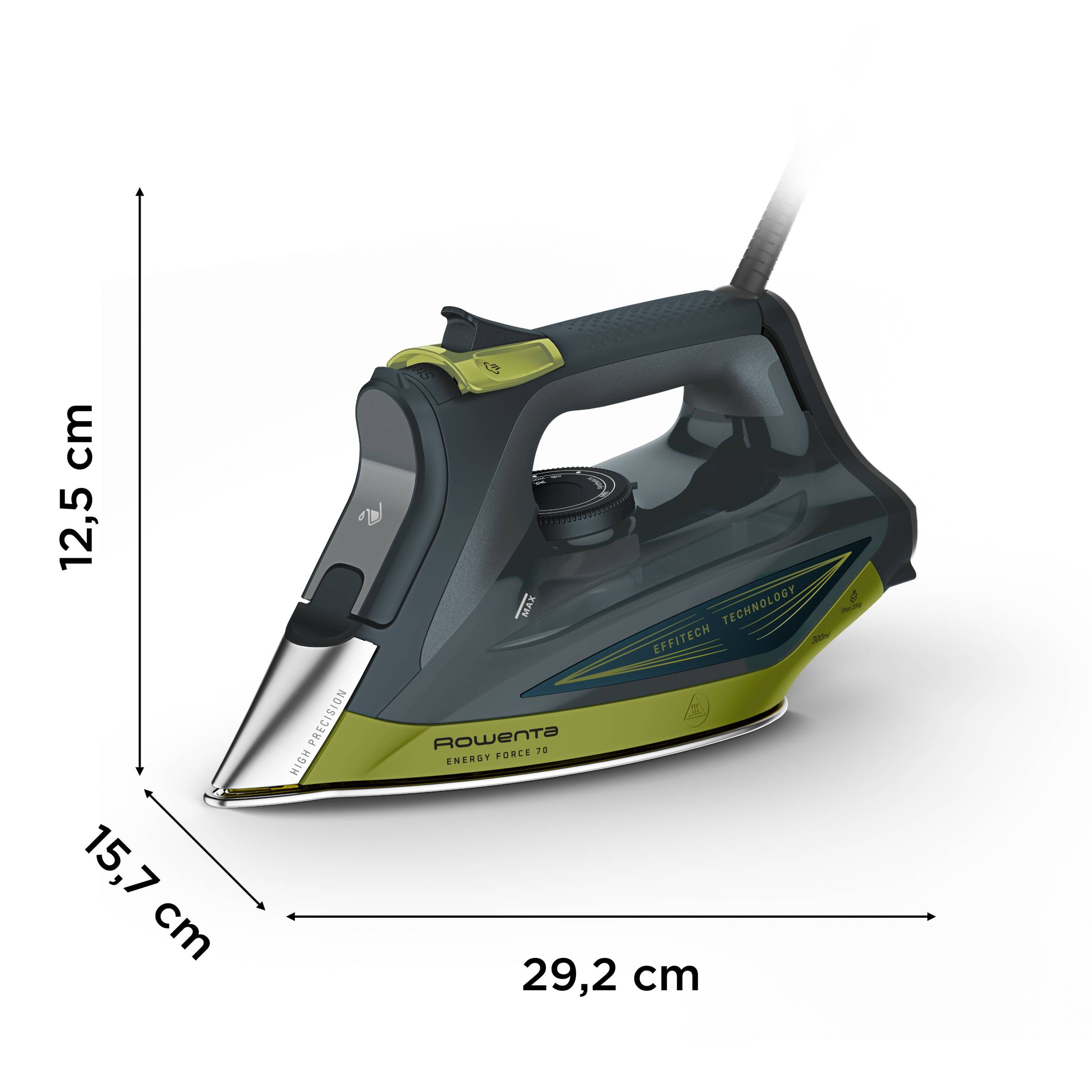 Energy Force 70 de Rowenta, Plancha de vapor, potente golpe de vapor de 200 g/min, ahorro de energía