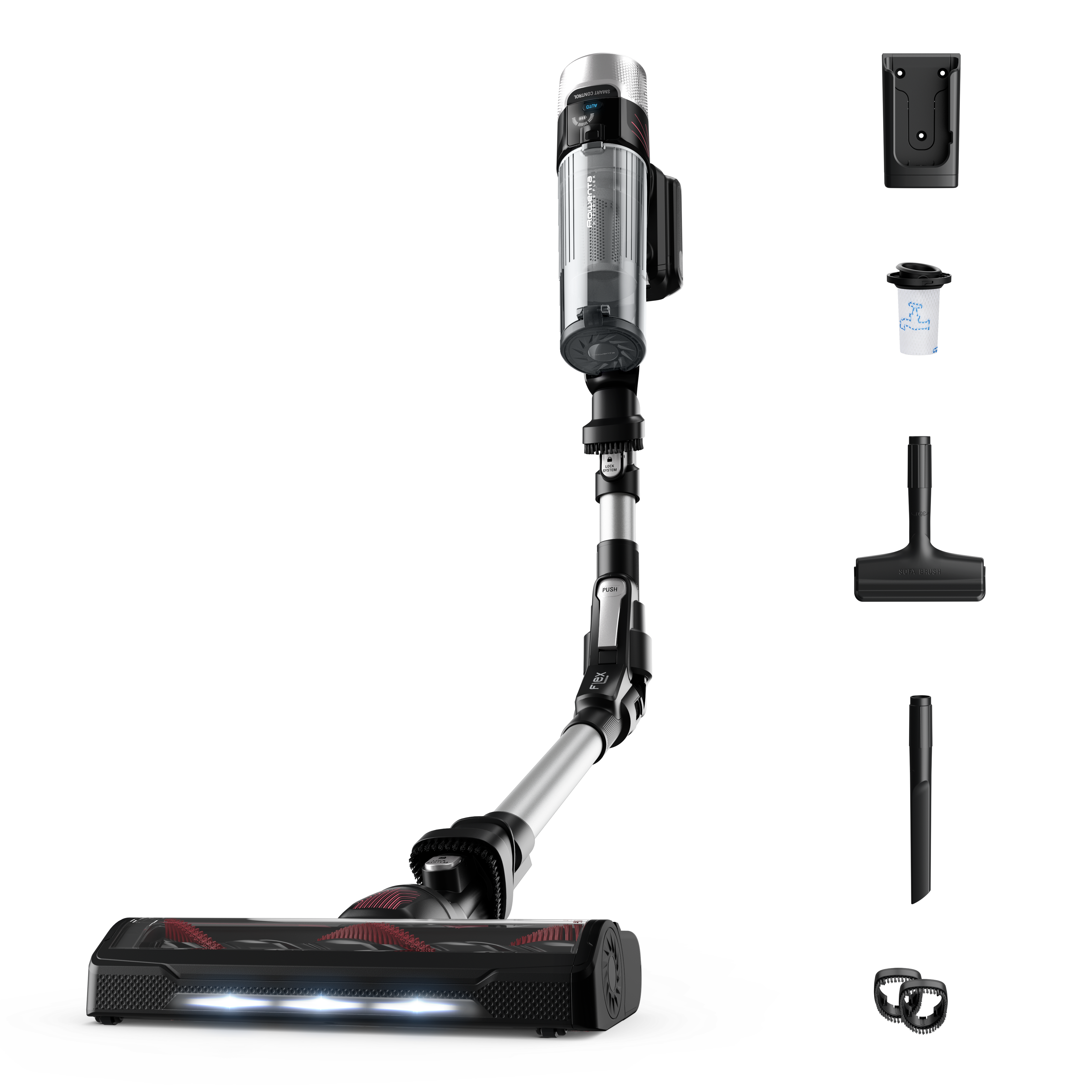 X-Force Flex 9.60 de Rowenta, Aspiradora escoba sin cable, 100 air watts,  hasta 45 minutos de autonomía, Tecnología Flex, Kit de limpieza completo