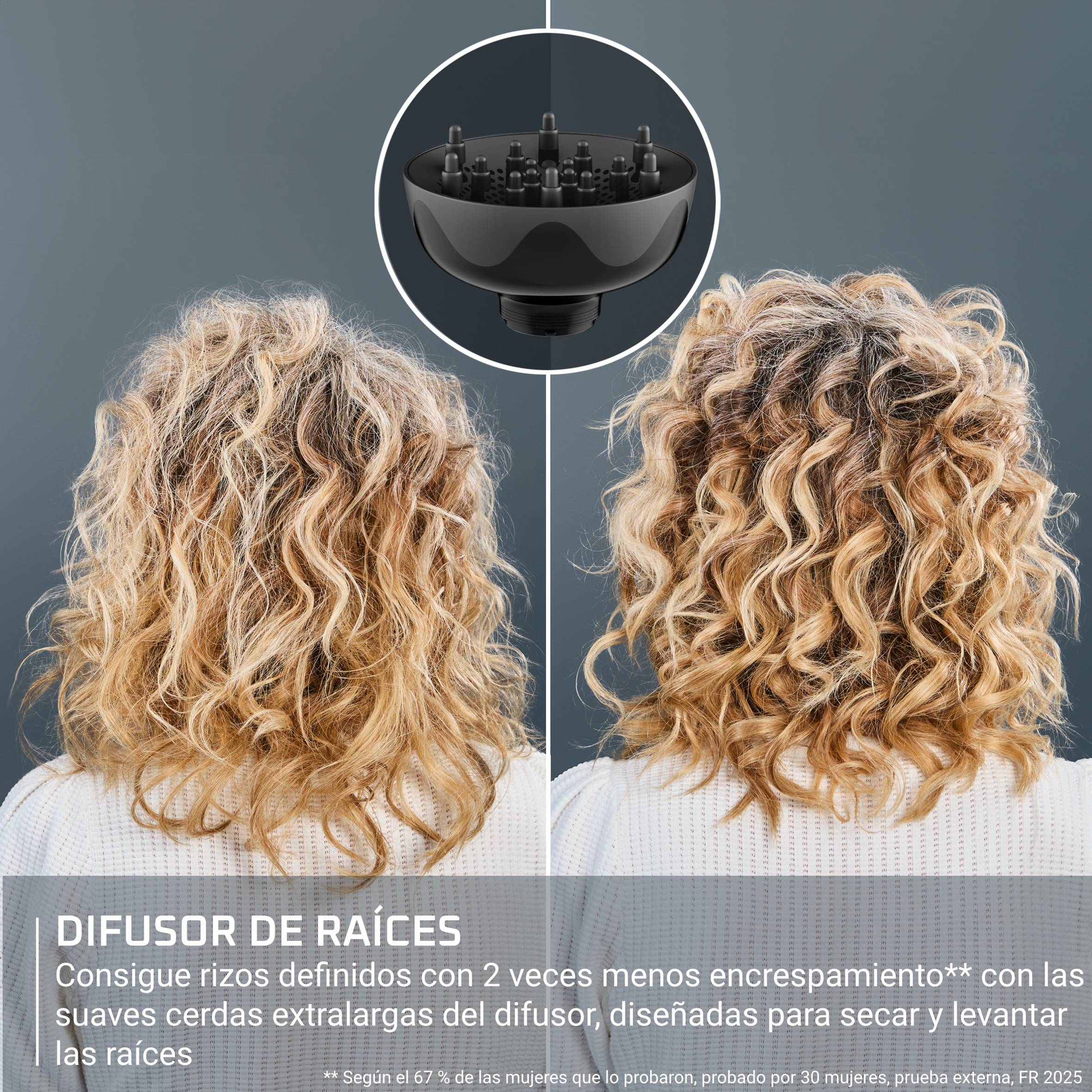 Curl Harmony de Rowenta, Difusor de aire caliente, 3 en 1, Para cabellos rizado, Diseño ergonómico, 3 accesorios y neceser