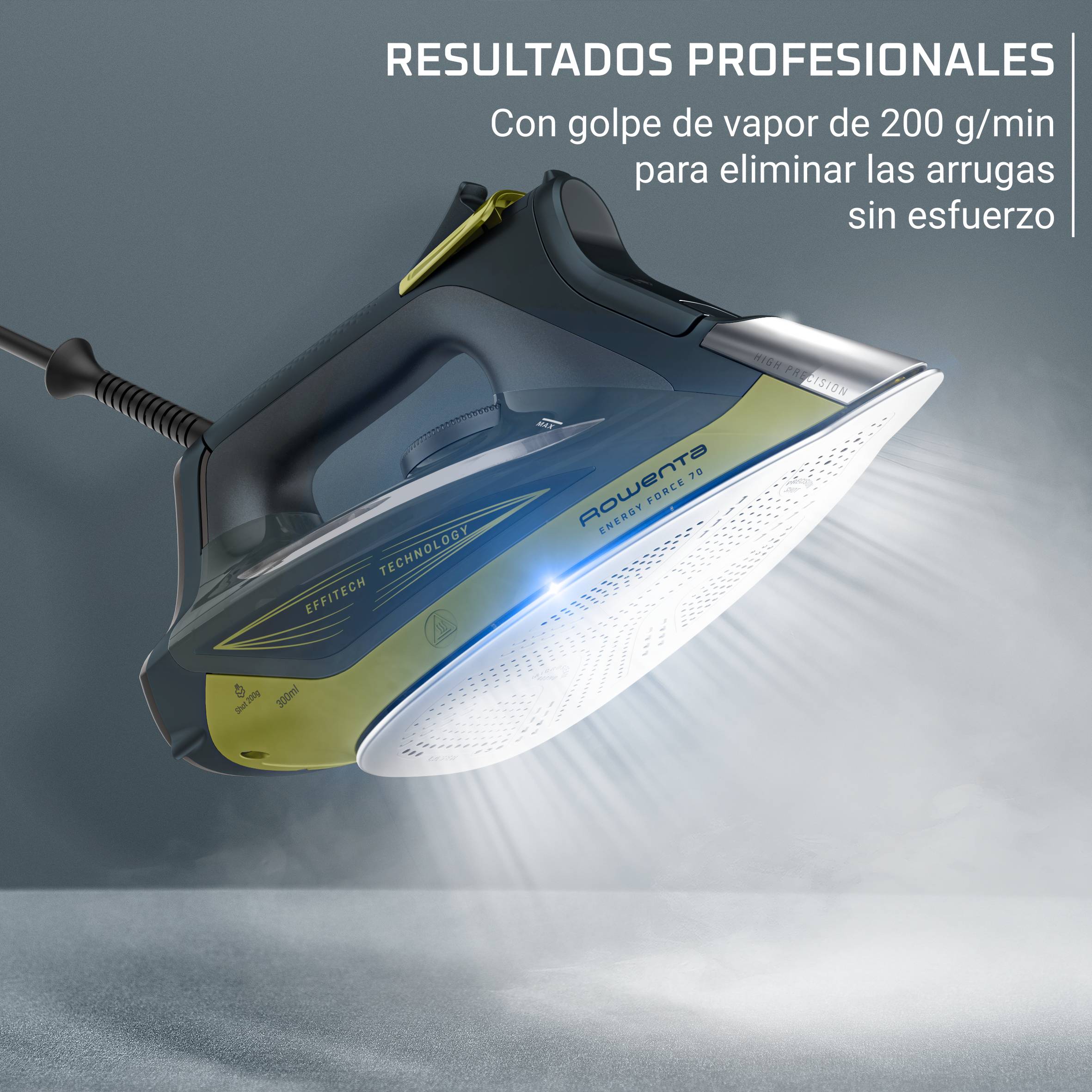 Energy Force 70 de Rowenta, Plancha de vapor, potente golpe de vapor de 200 g/min, ahorro de energía