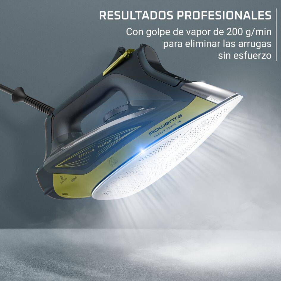 Energy Force 70 de Rowenta, Plancha de vapor, potente golpe de vapor de 200 g/min, ahorro de energía