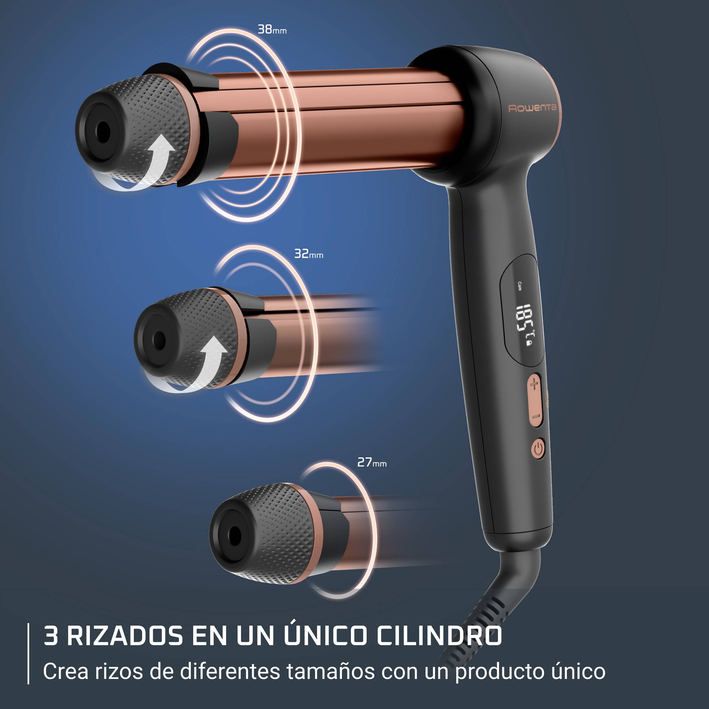 Twist Curl Ultimate Experience, Rizador de pelo, 4 ajustes, 3 tamaños de ondas, Tecnología con sensor, Barril ajustable