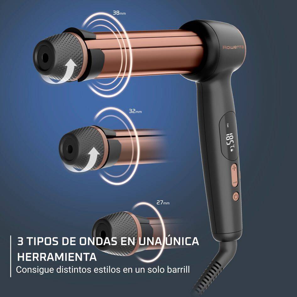 Twist Curl Ultimate Experience, Rizador de pelo, 4 ajustes, 3 tamaños de ondas, Tecnología con sensor, Barril ajustable