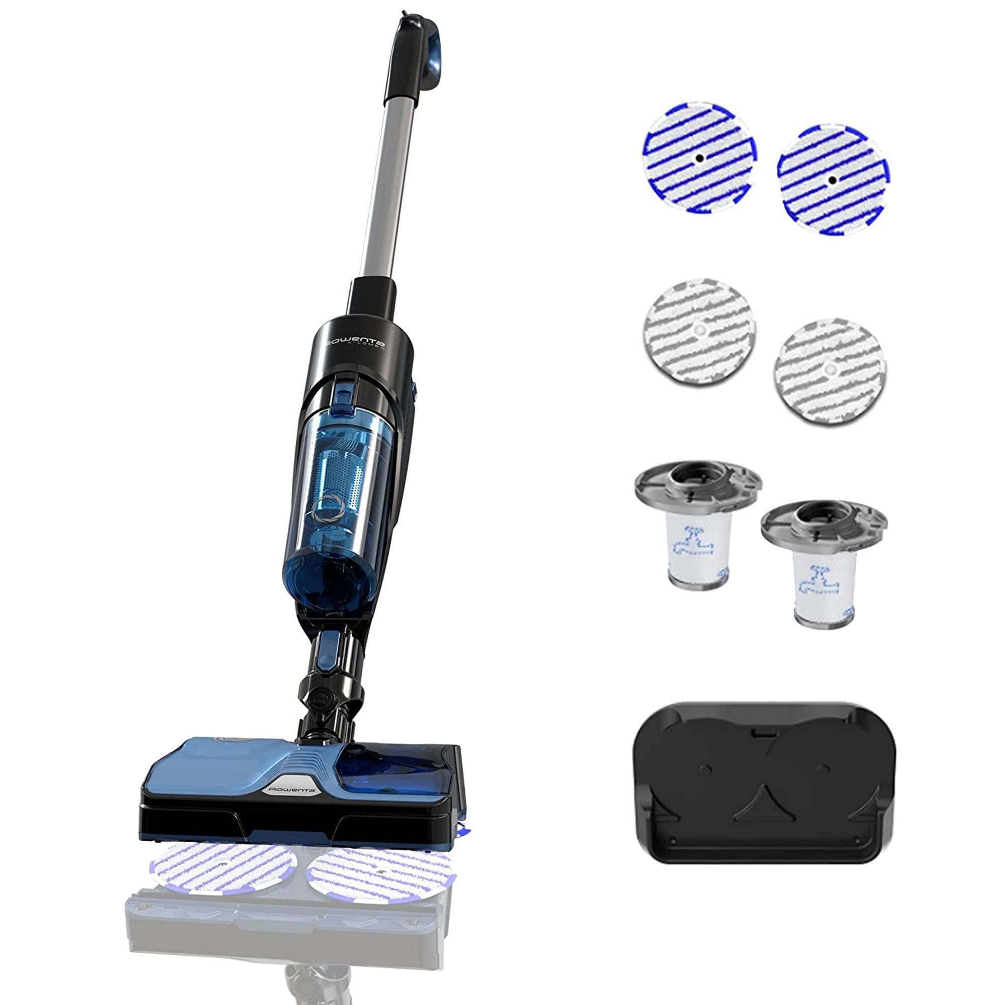 X-Combo, Aspiradora mopa híbrida sin cable, Aspira y friega, 215 W, Azul