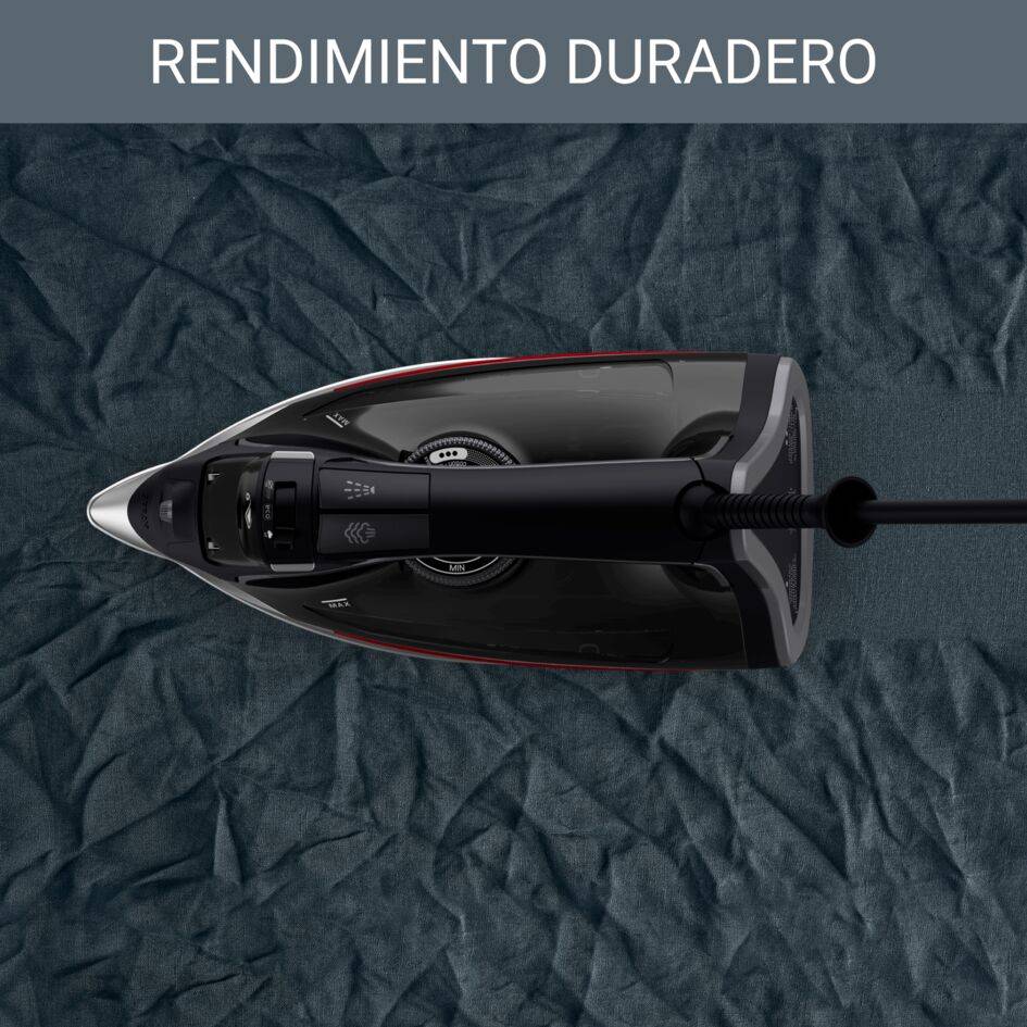 Pro Master de Rowenta, Plancha de vapor, Gran distribución del vapor, Golpe de vapor de 200 g/min, Negra