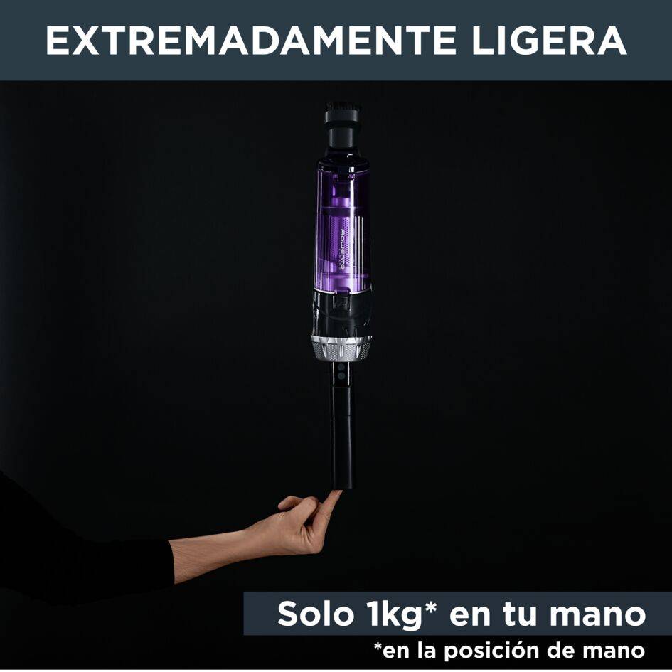 X-Nano, Aspiradora sin cable, Diseño muy ligero y compacto, 1kg en mano, Autonomía de 40 minutos, Base de carga, Lila y gris